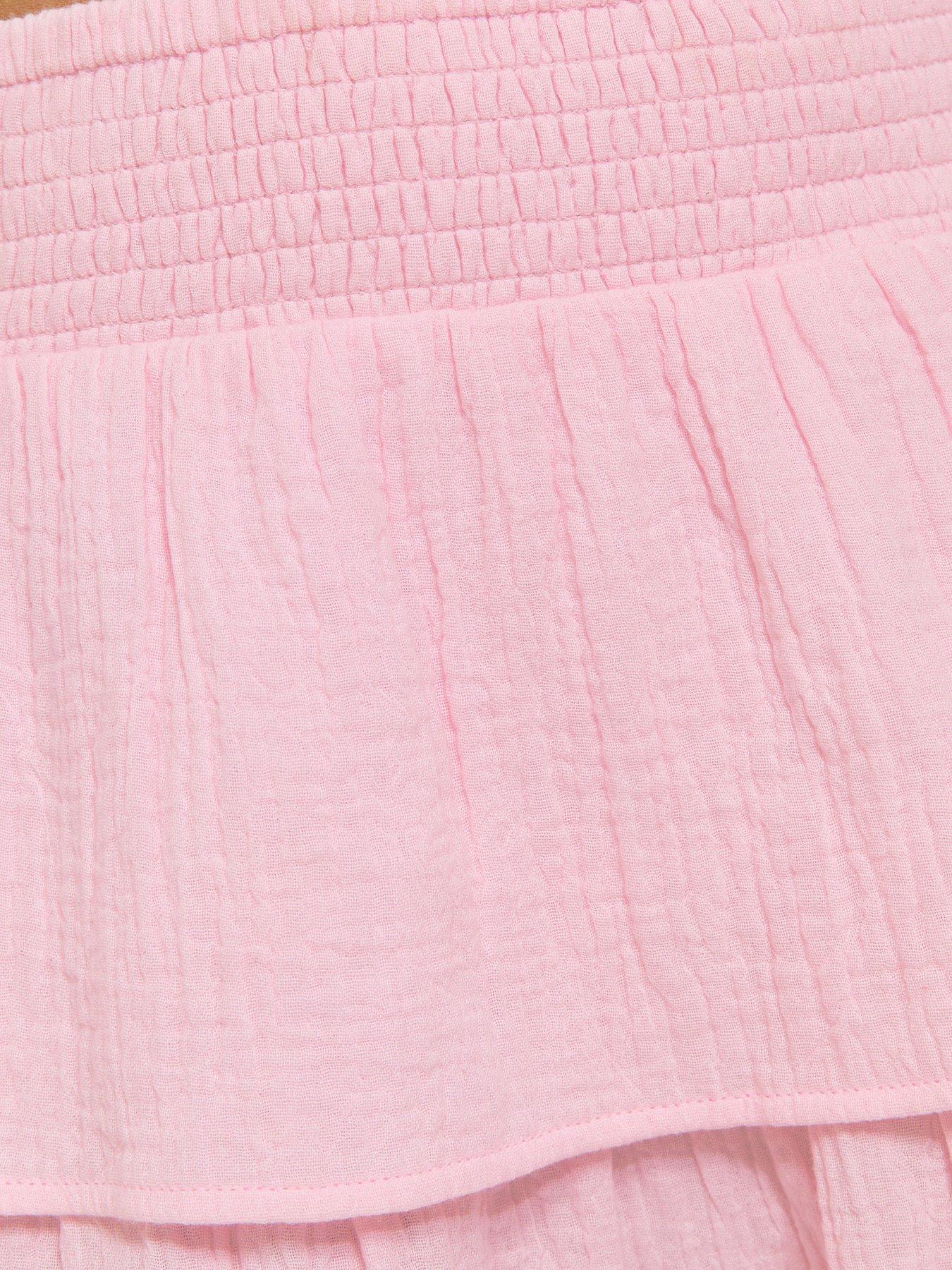 Image 5 of 5 of New Look 915 Girls Cotton Shirred Tiered Skirt - Light Pink