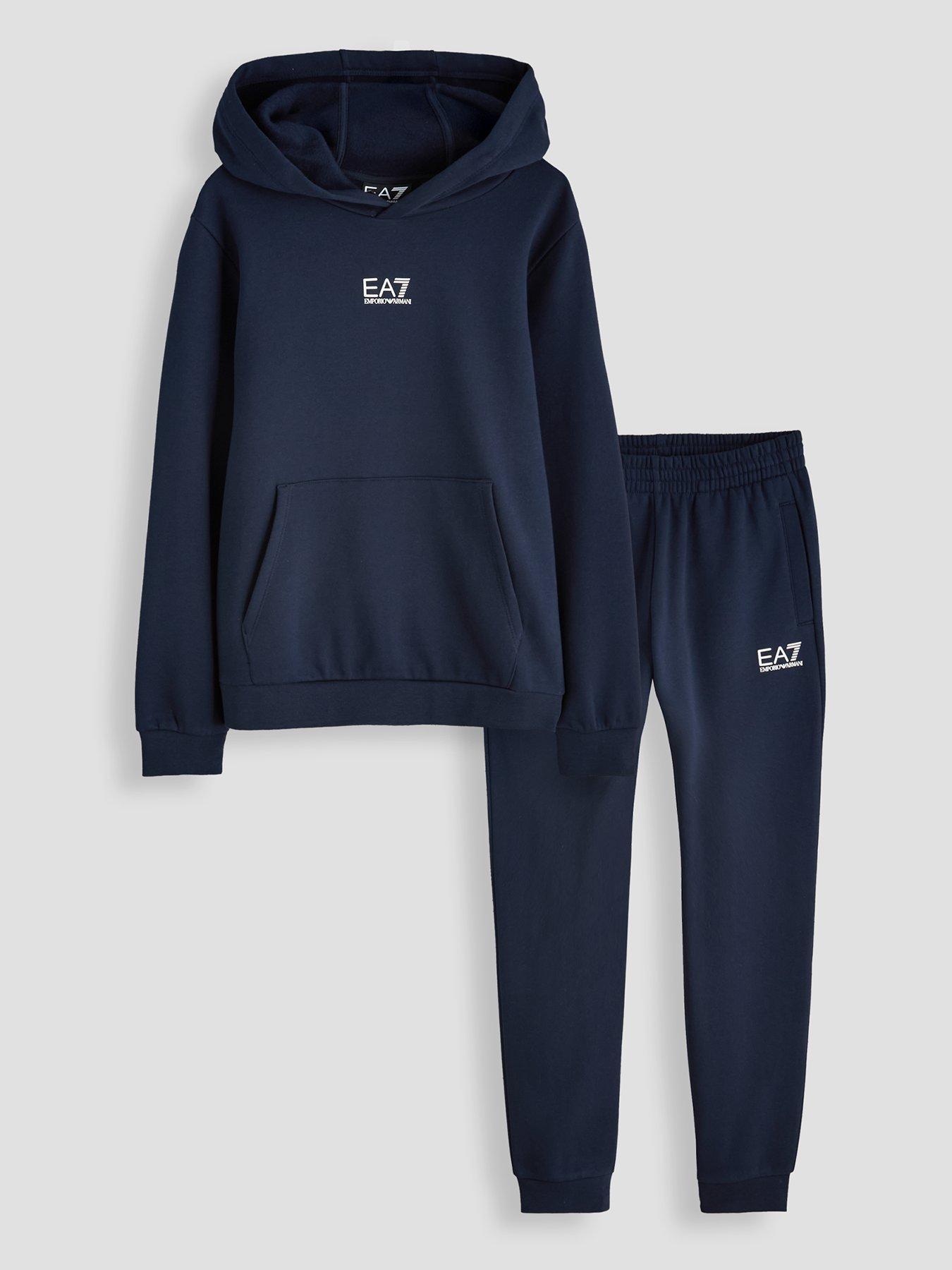 Image 1 of 5 of EA7 Emporio Armani Boys Train Core Id Hooded Tracksuit - Navy