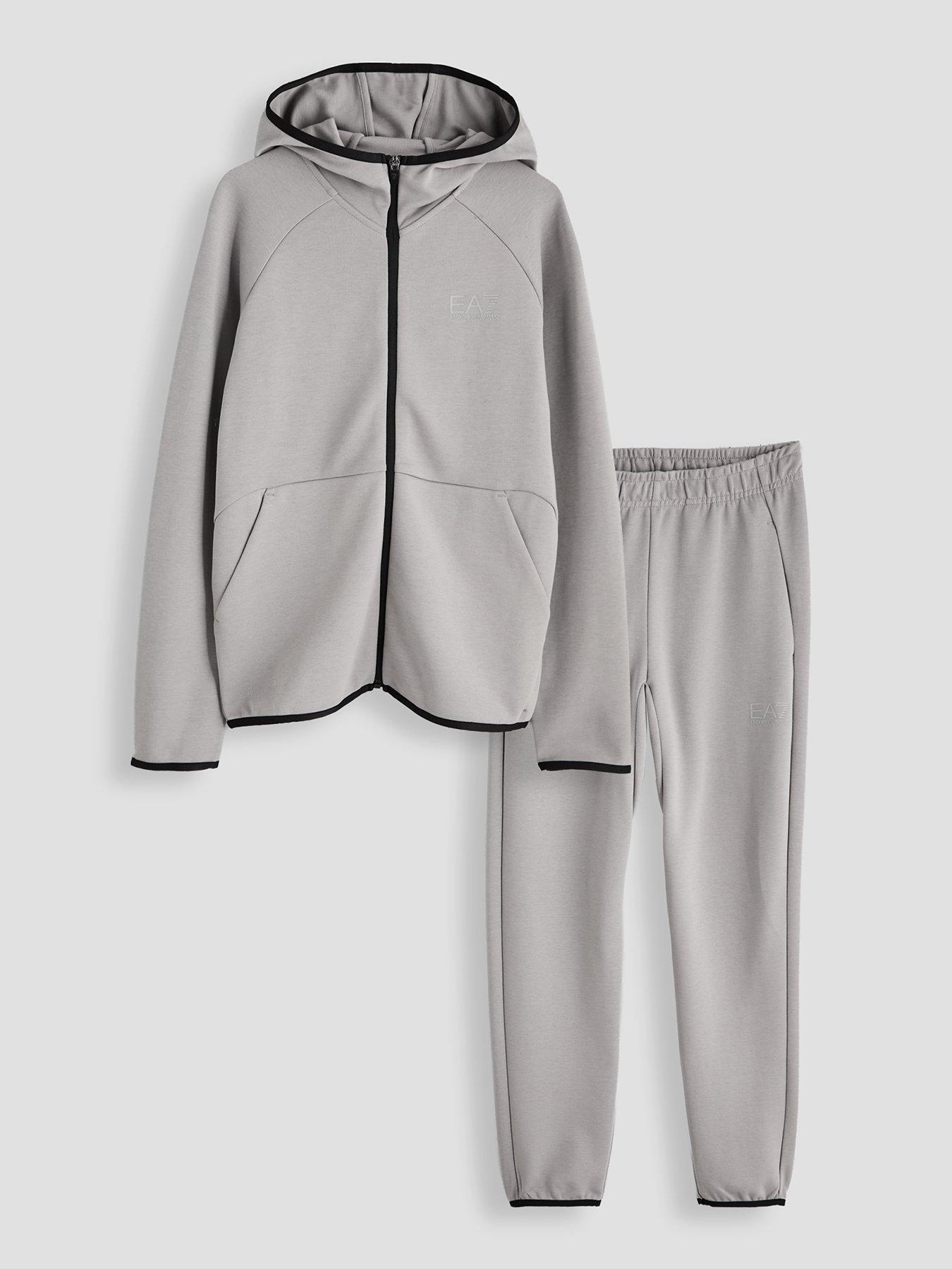 Image 1 of 5 of EA7 Emporio Armani Boys Natural Ventus 7 Hooded Tracksuit - Grey