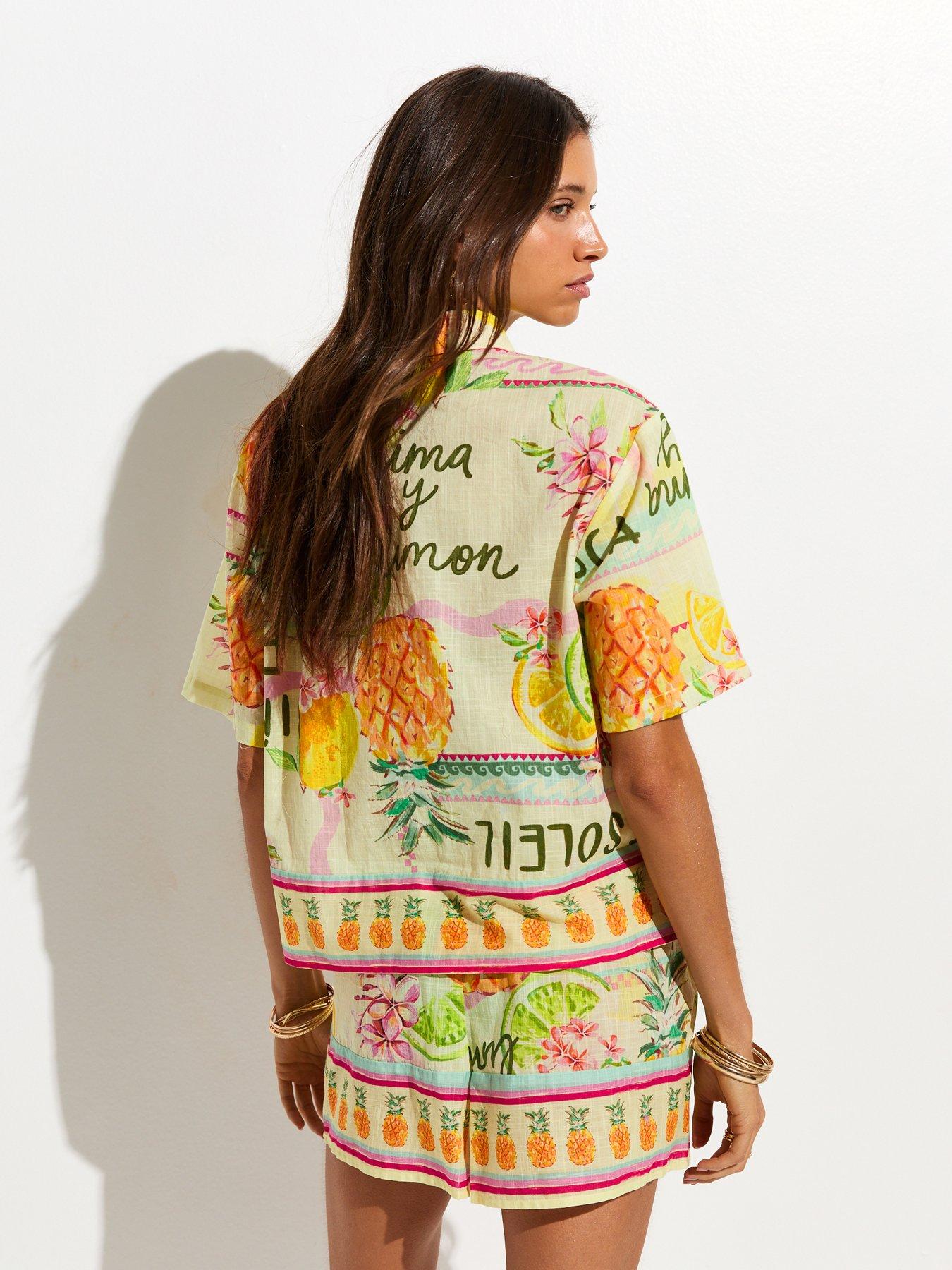 Image 2 of 5 of New Look Multicoloured Fruit Print Co-Ord Shirt - Multi