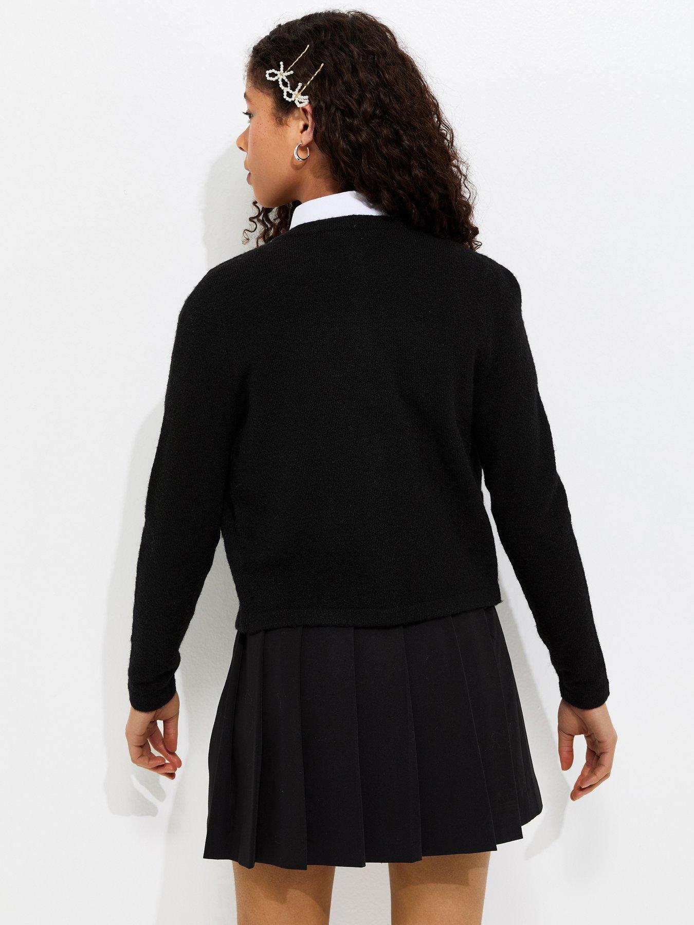 Image 2 of 5 of New Look 915 Girls Gold-Tone Button School Cardigan - Black