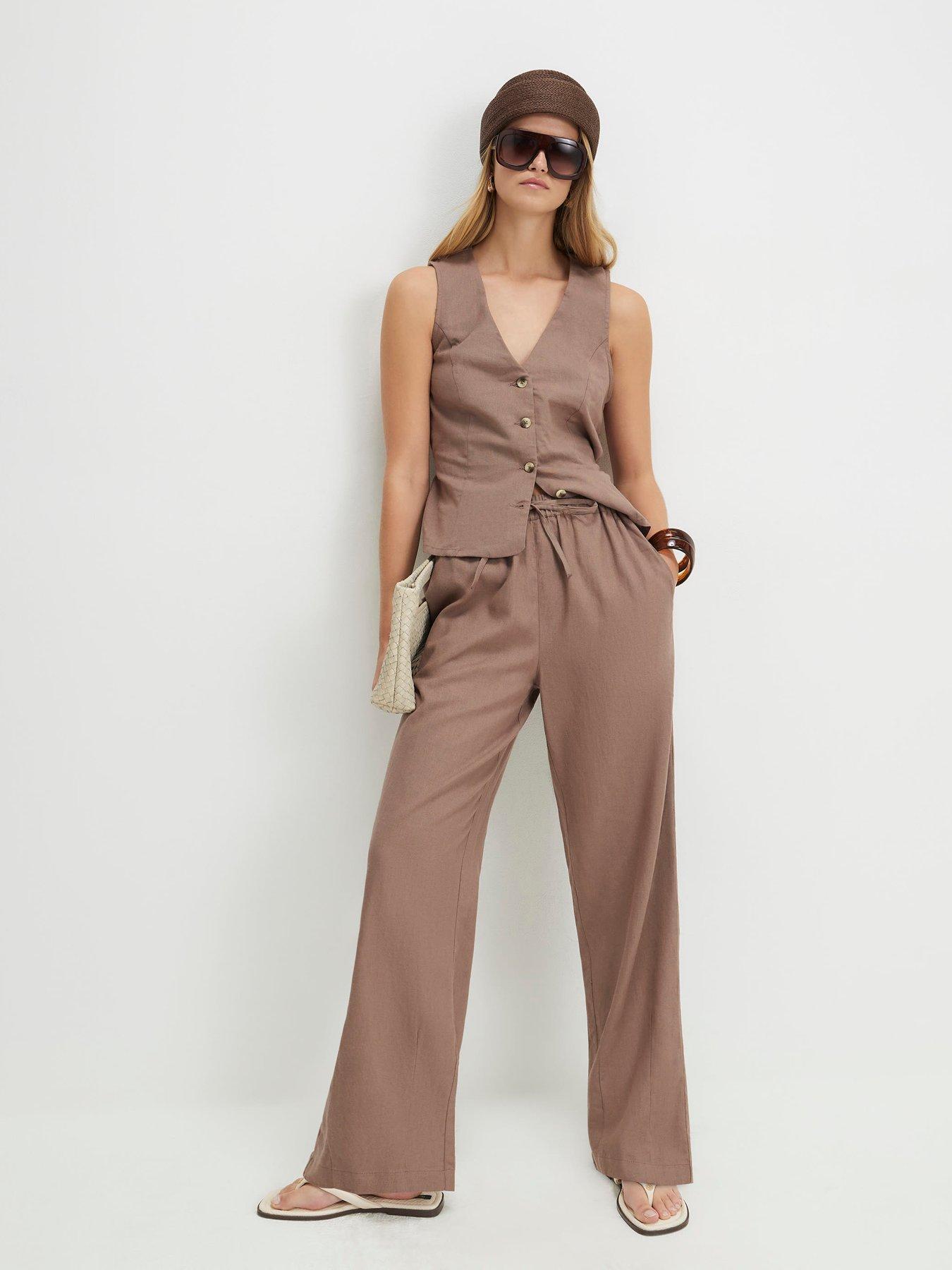 River Island Epp Linen Tapered Co-Ord Trousers - Beige
