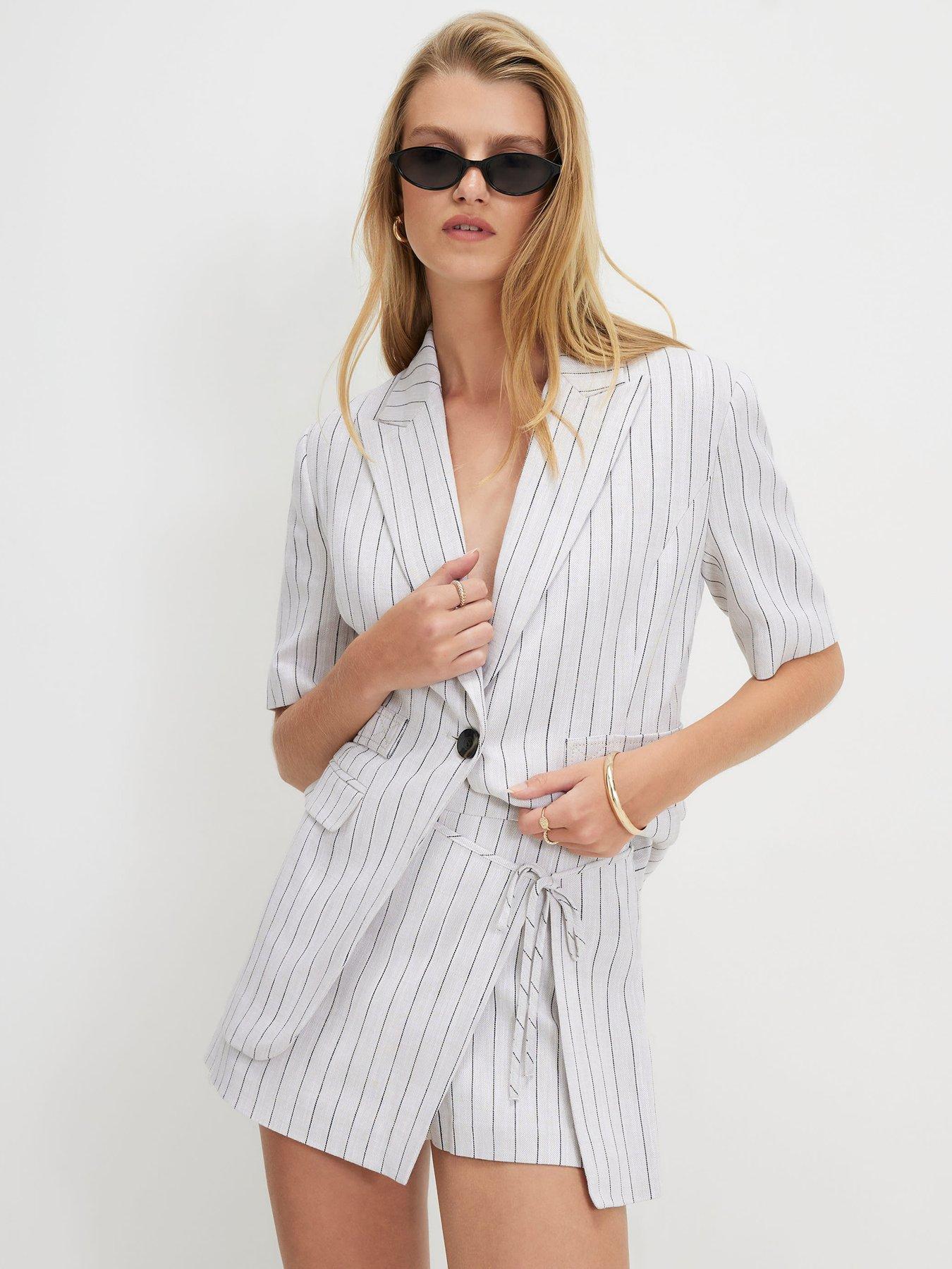 River Island Stripe Tie Detail Co-Ord Skort - Cream