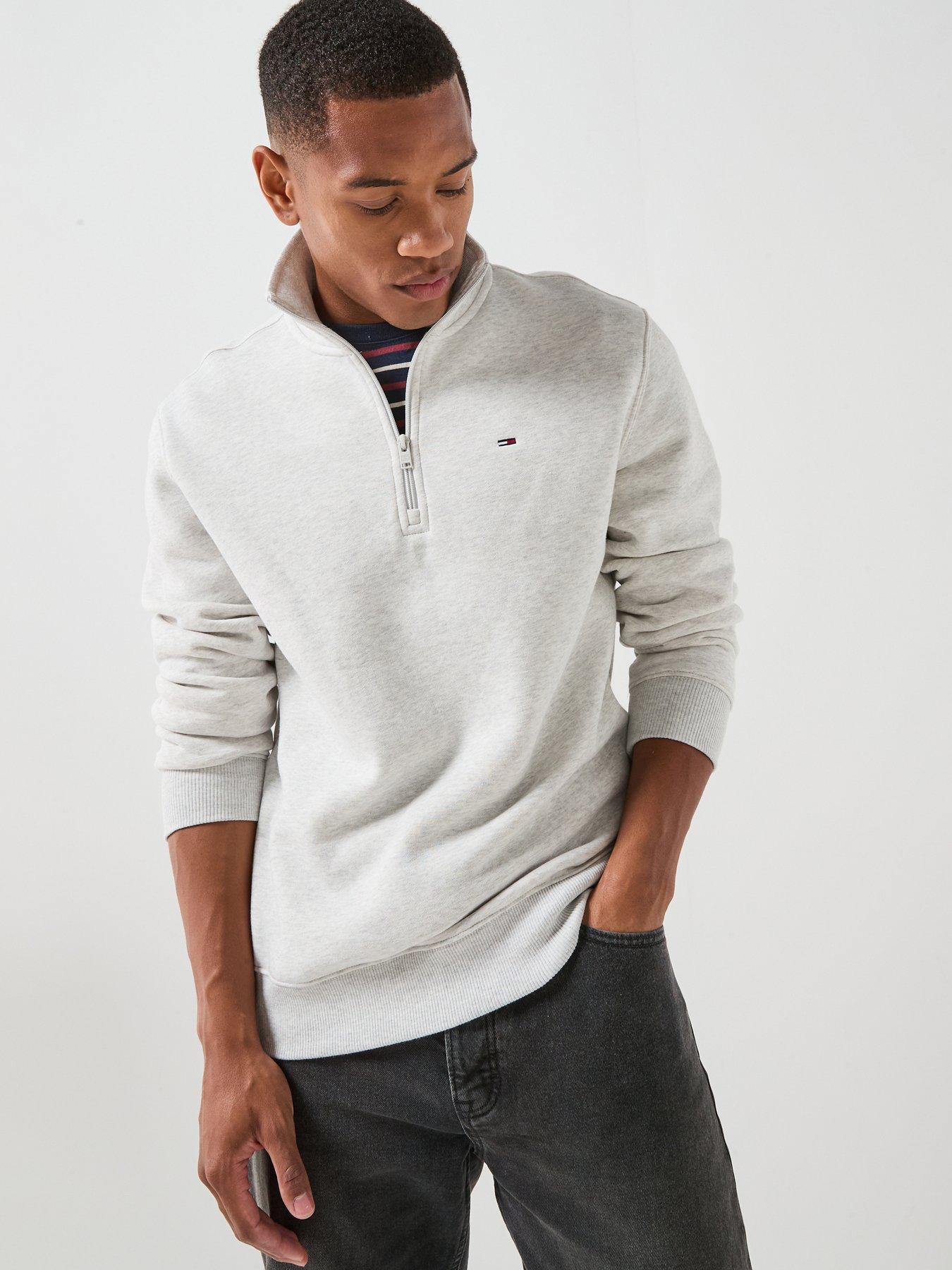 Tommy Jeans Regular Fleece 1/4 Zip Sweat - Grey