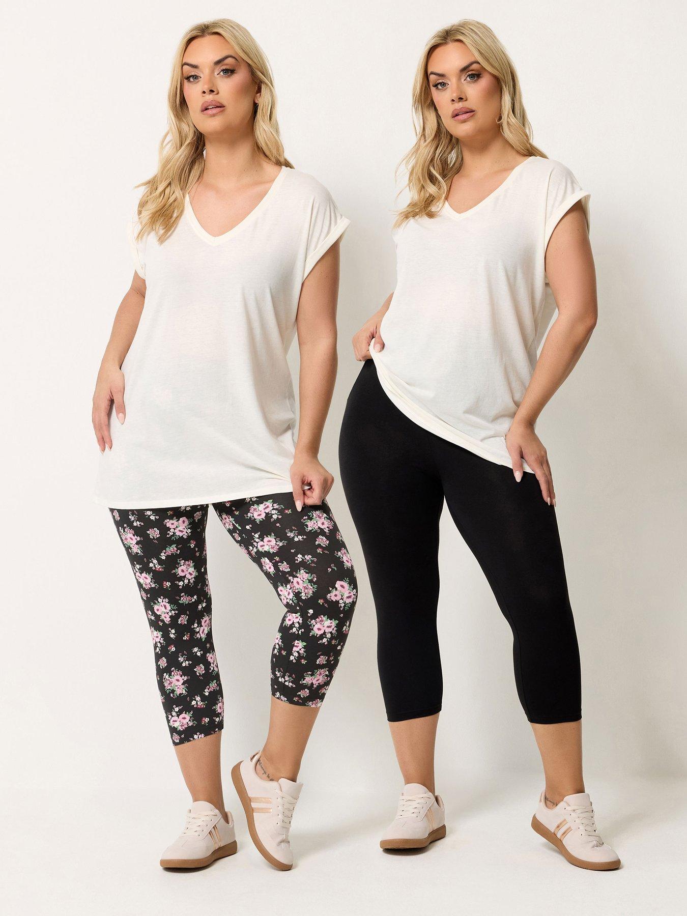 Yours Curve 2 Pack Crop Leggings - Black