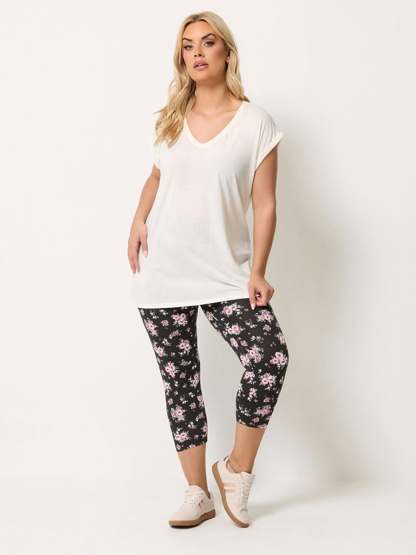 Image 3 of 4 of Yours Curve 2 Pack Crop Leggings - Black