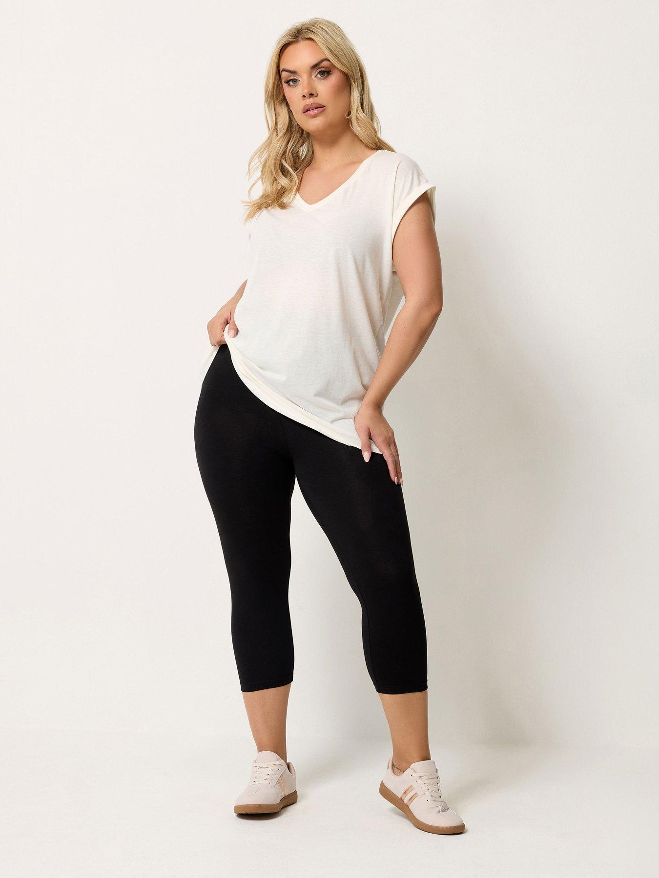 Image 4 of 4 of Yours Curve 2 Pack Crop Leggings - Black