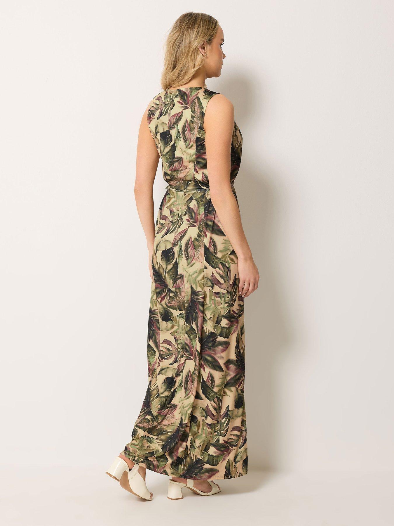 Image 2 of 4 of Long Tall Sally Tropical Print Tie Detail Maxi Dress - Green