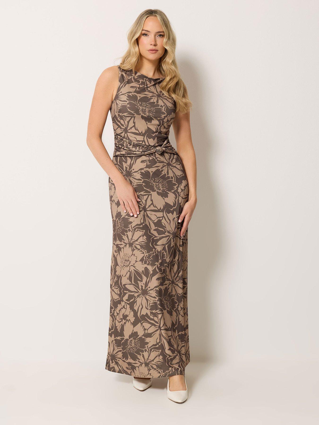 Long Tall Sally Floral Maxi Dress - Brown