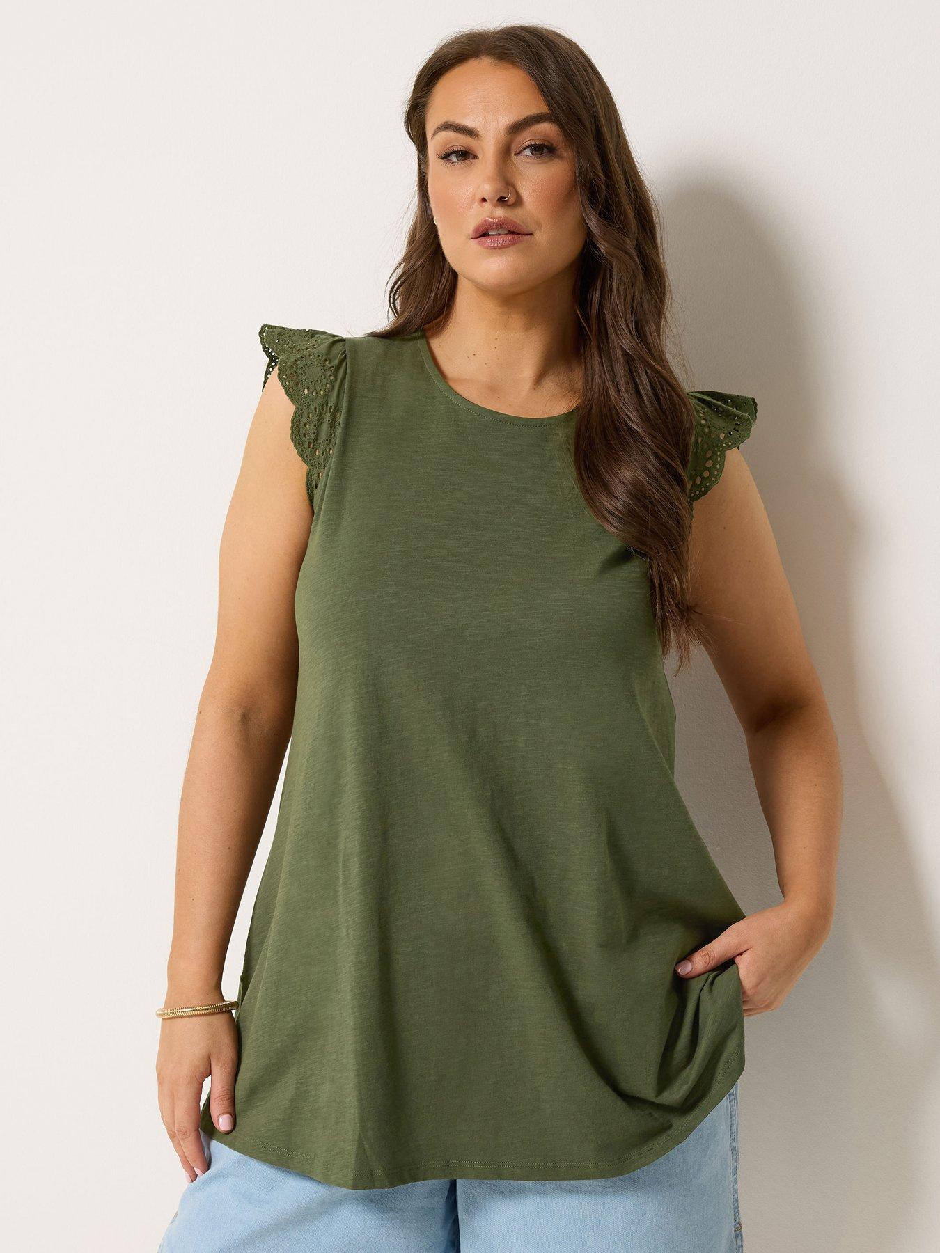 Yours Curve Broderie Frill Sleeve Vest