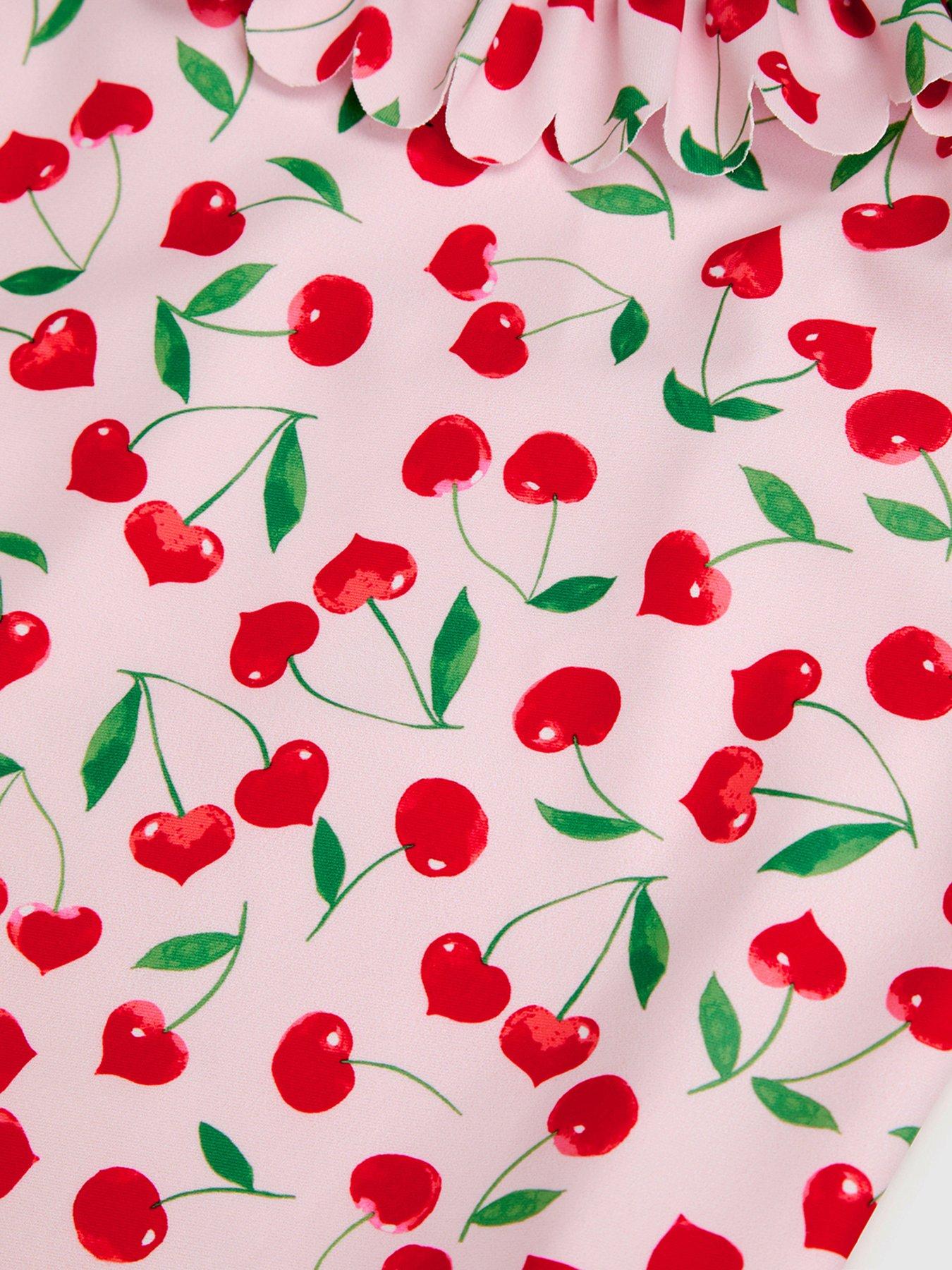 Image 4 of 4 of Accessorize Girls Cherry Frill Swimsuit - Pink