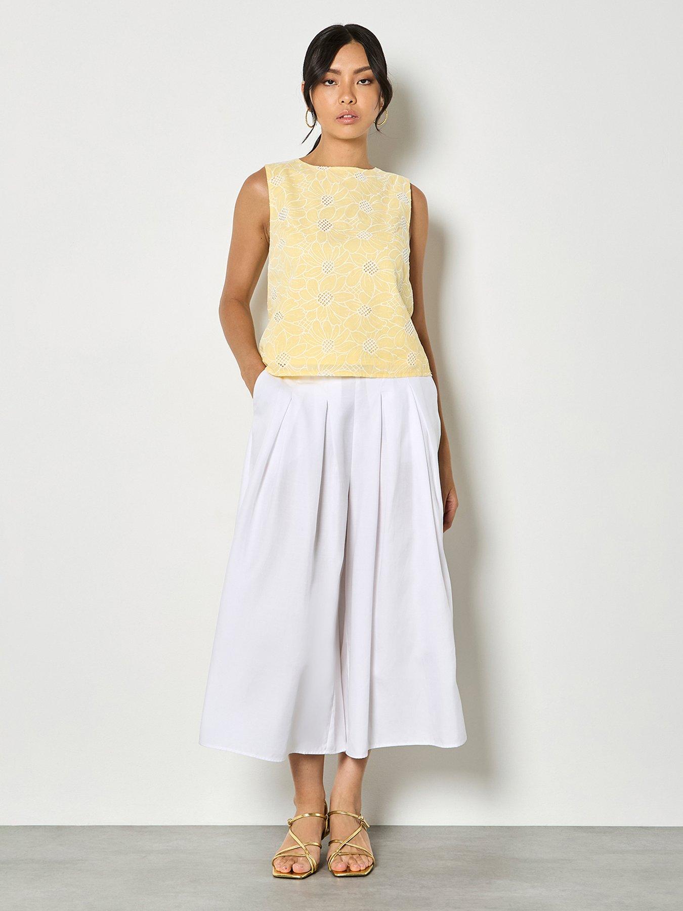 Image 3 of 4 of Apricot Sunflower Embroidered Shell Top - Yellow
