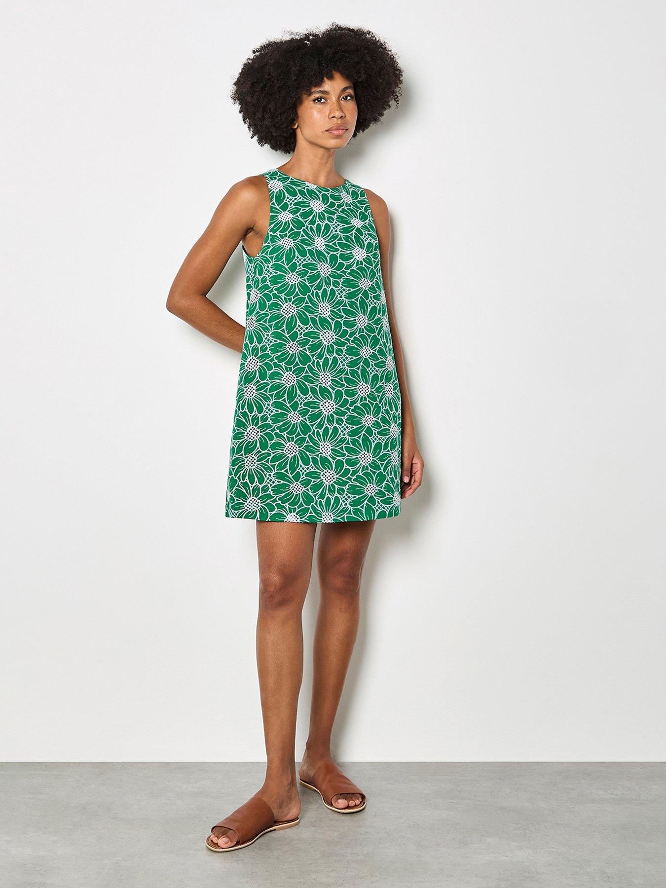 Image 3 of 4 of Apricot Sunflower Embroidered Dress - Green