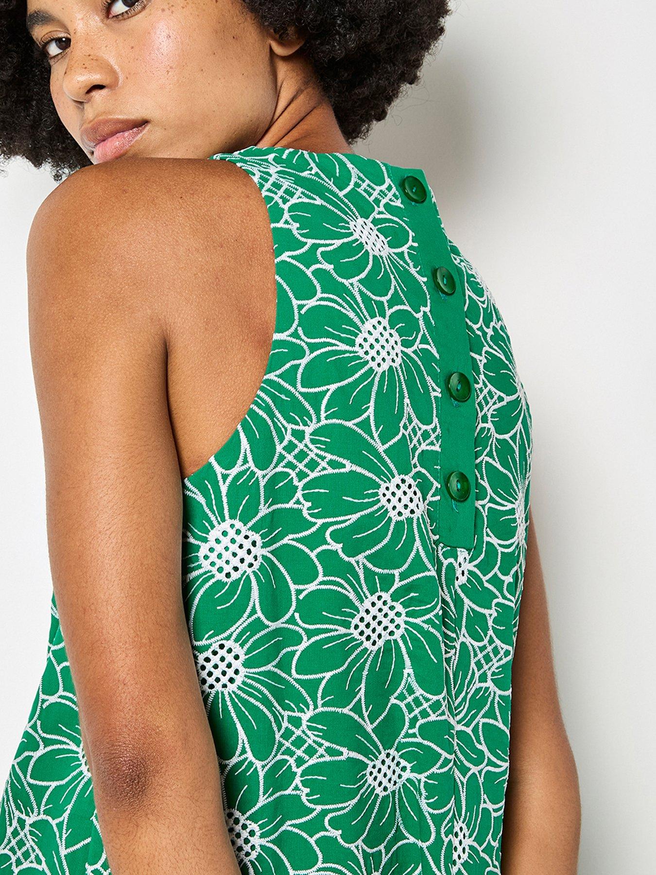 Image 4 of 4 of Apricot Sunflower Embroidered Dress - Green