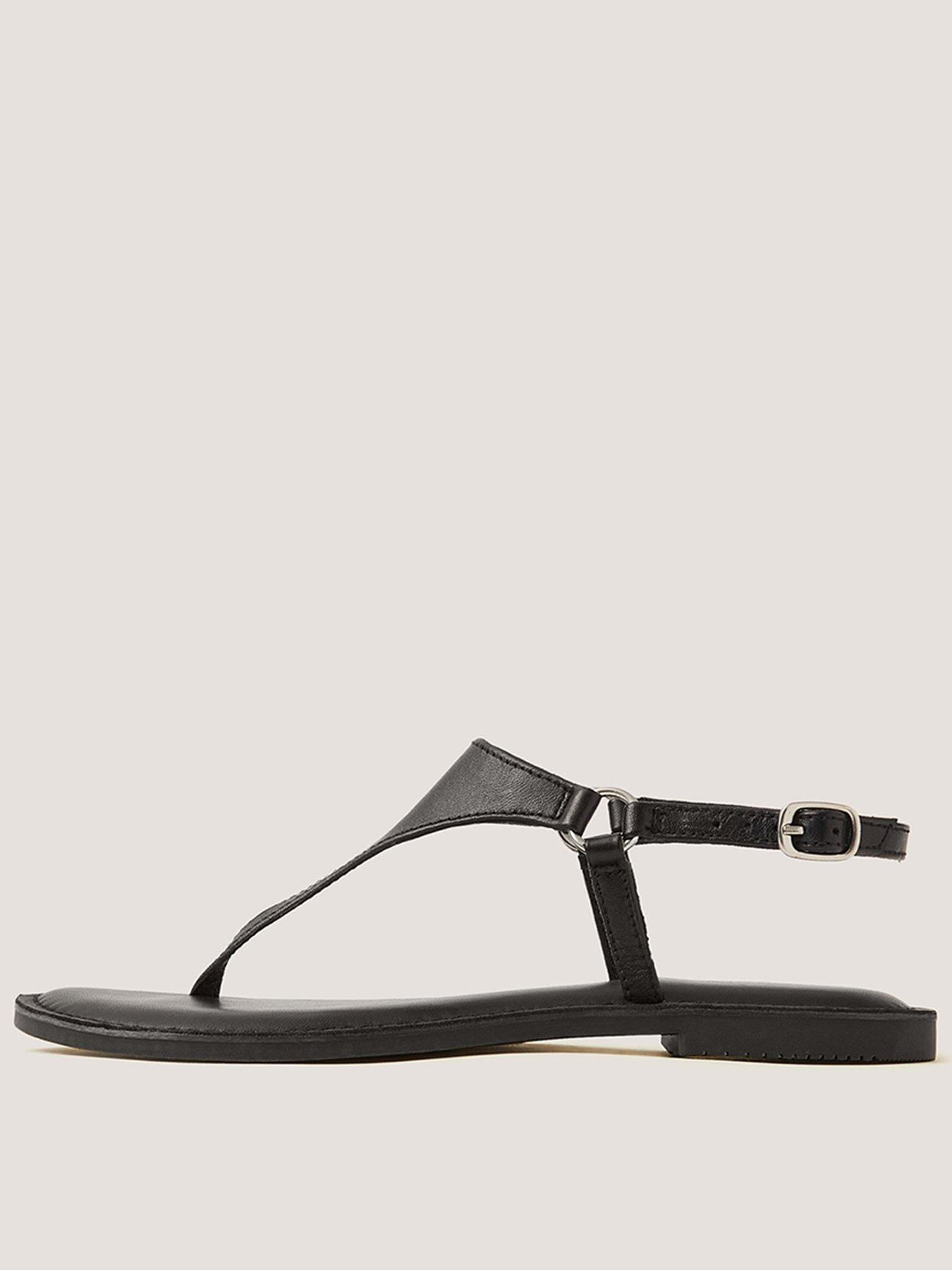 Image 1 of 4 of Monsoon Immy Leather Toe Post - Black