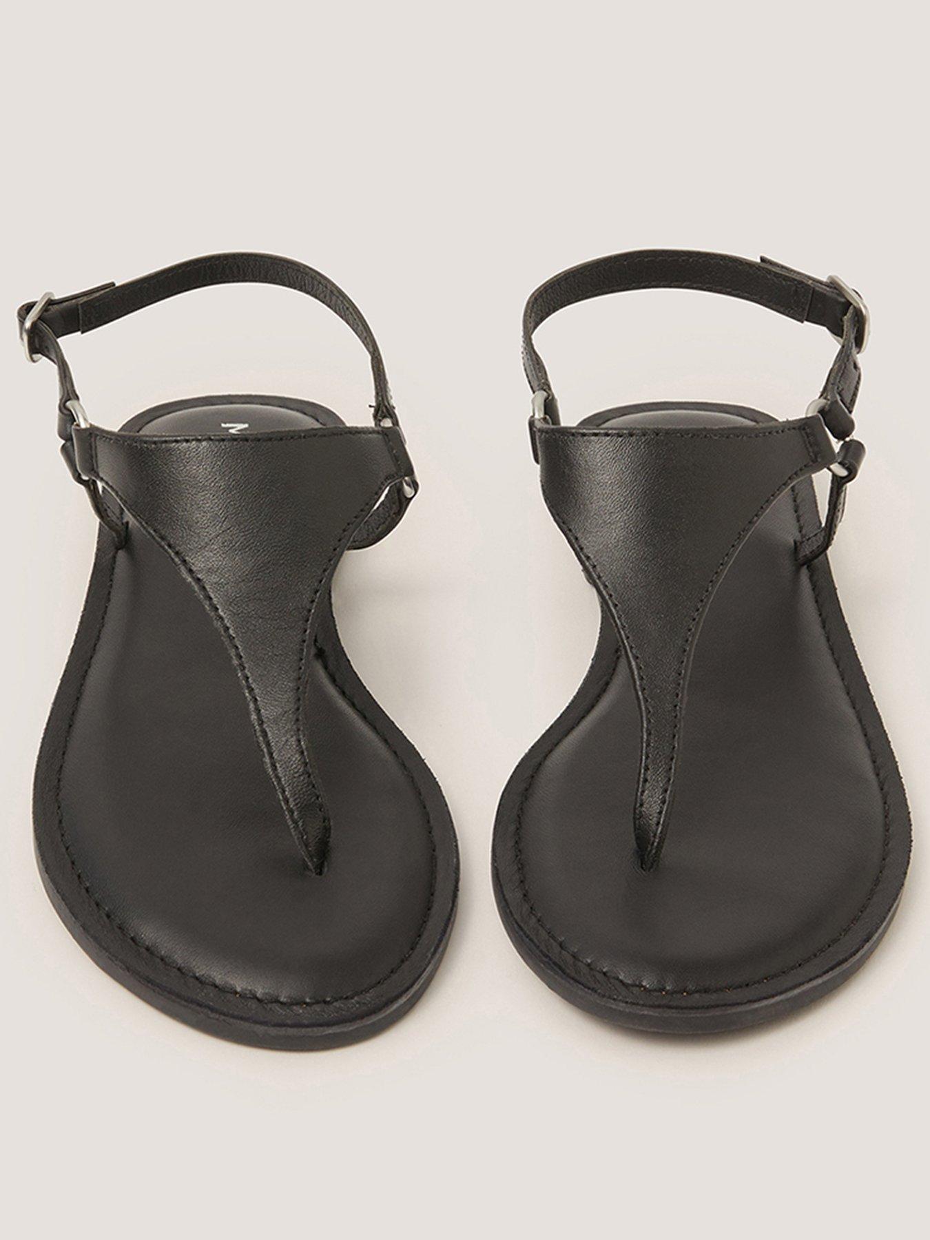Image 2 of 4 of Monsoon Immy Leather Toe Post - Black