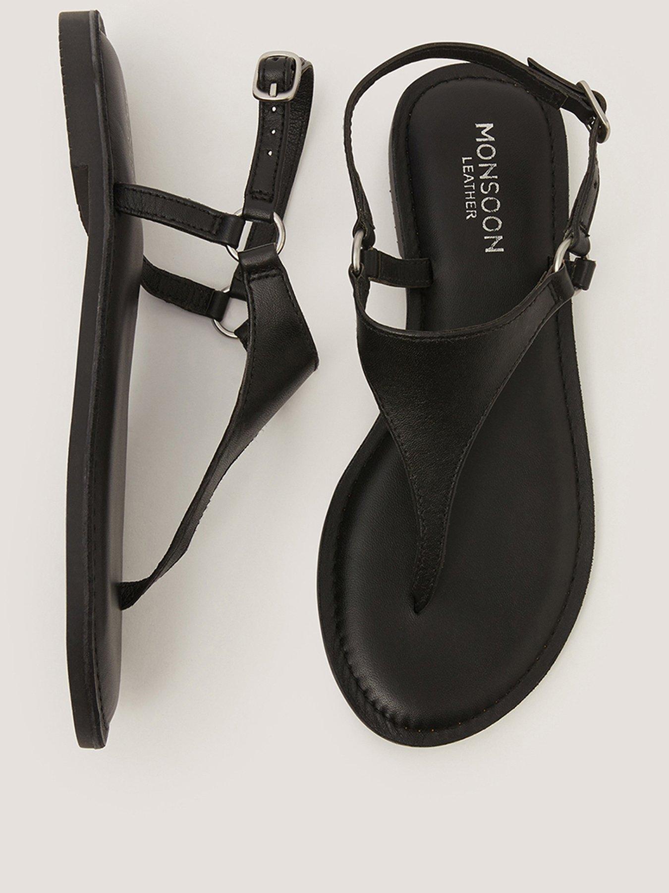 Image 3 of 4 of Monsoon Immy Leather Toe Post - Black