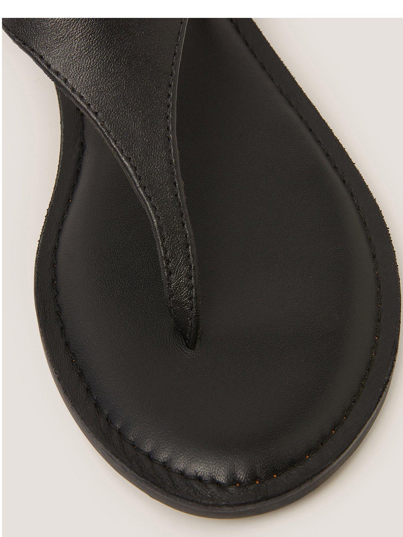Image 4 of 4 of Monsoon Immy Leather Toe Post - Black