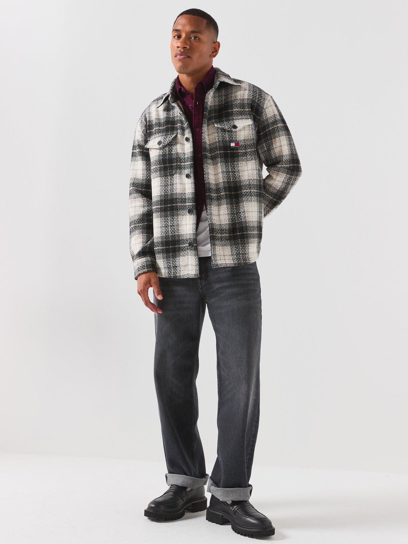 Image 3 of 6 of Tommy Jeans Mens Regular Fit Check Overshirt - Black