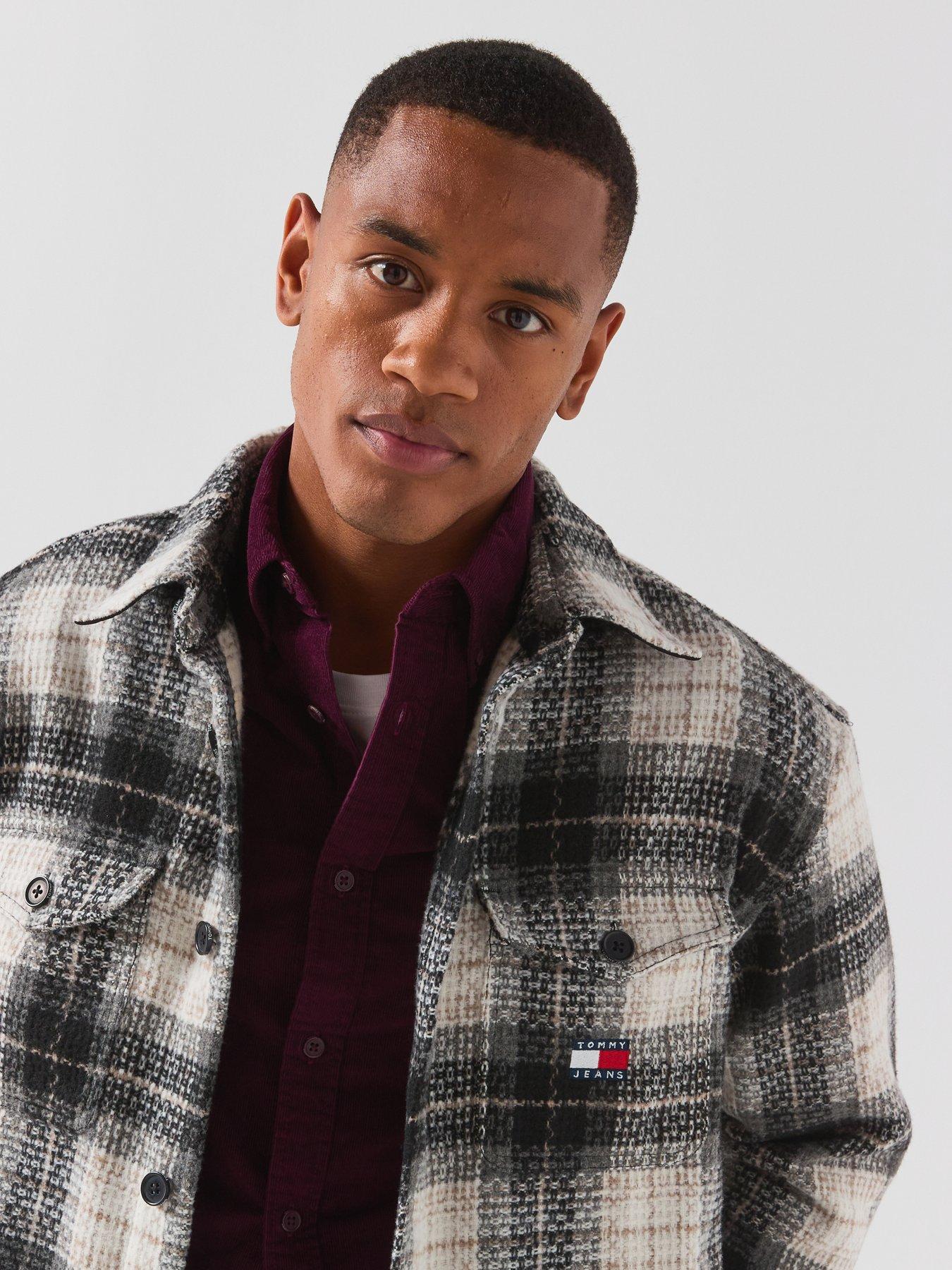 Image 5 of 6 of Tommy Jeans Mens Regular Fit Check Overshirt - Black