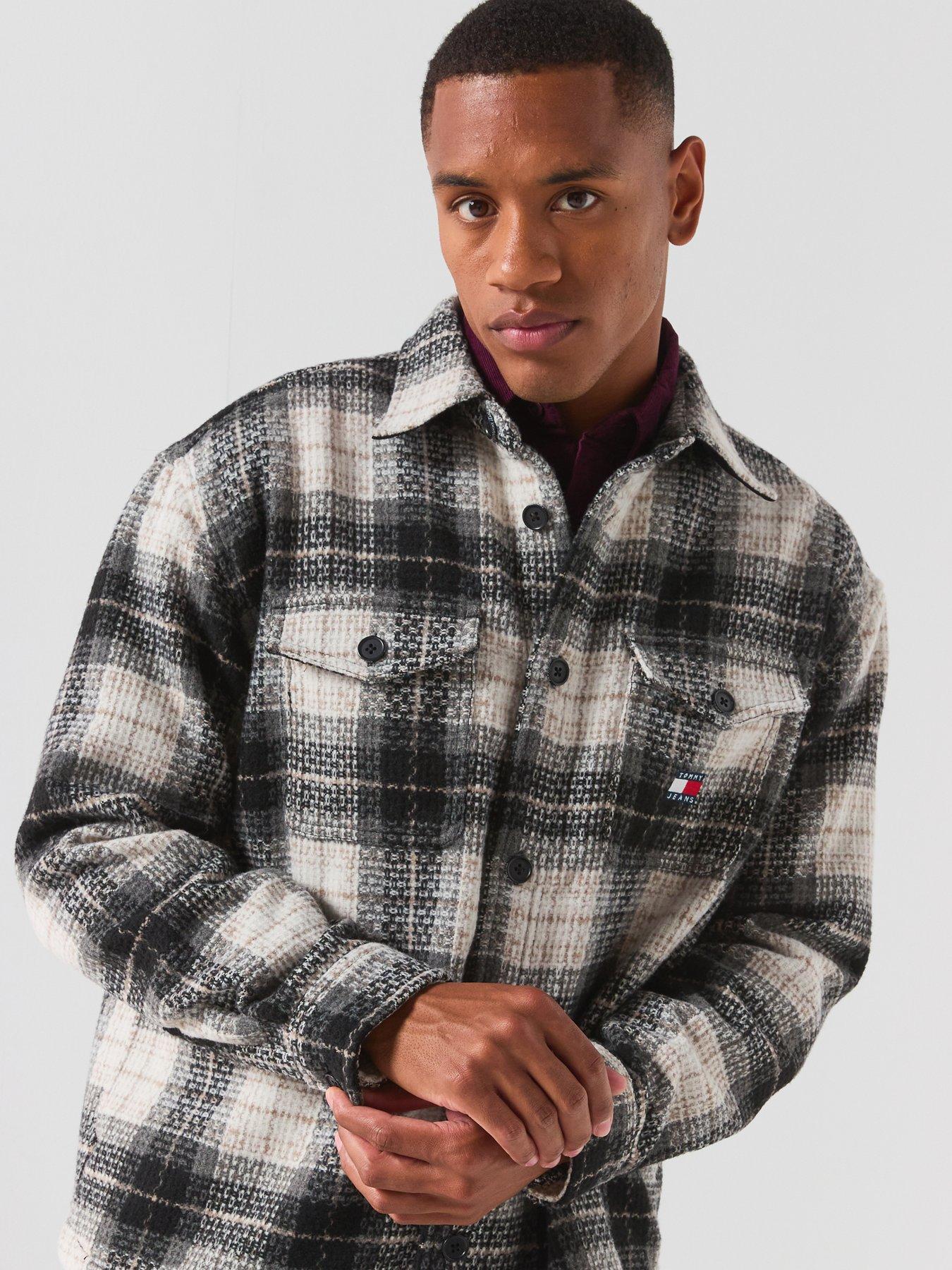 Image 6 of 6 of Tommy Jeans Mens Regular Fit Check Overshirt - Black