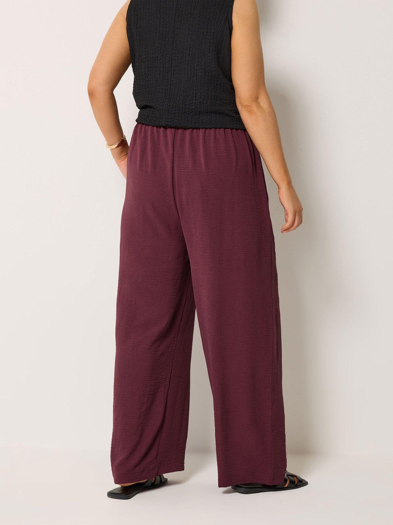 Image 2 of 4 of Yours Curve Washed Twill Wide Leg Trousers 30" - Purple