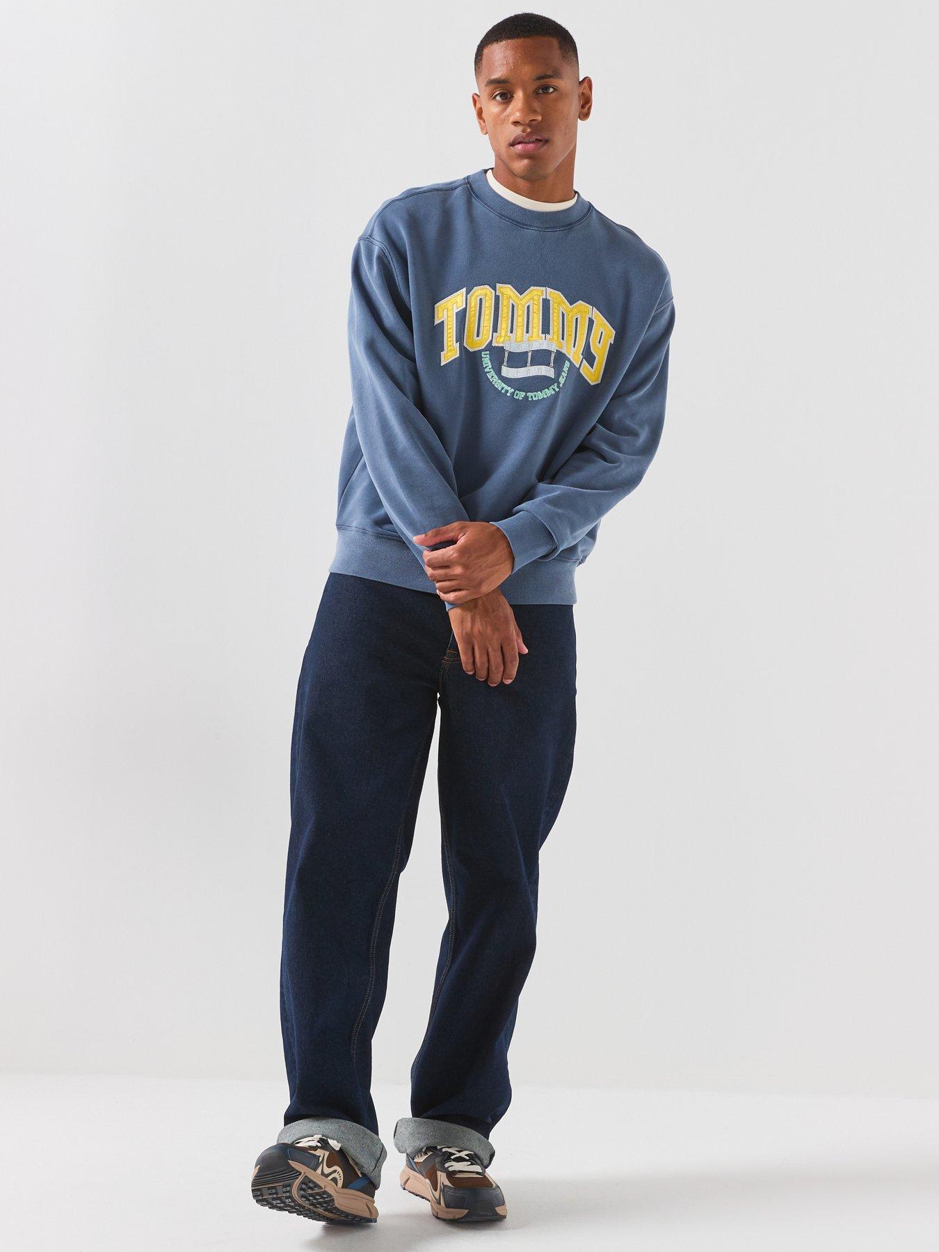 Image 3 of 6 of Tommy Jeans Varsity Logo Relaxed Terry Sweatshirt - Blue
