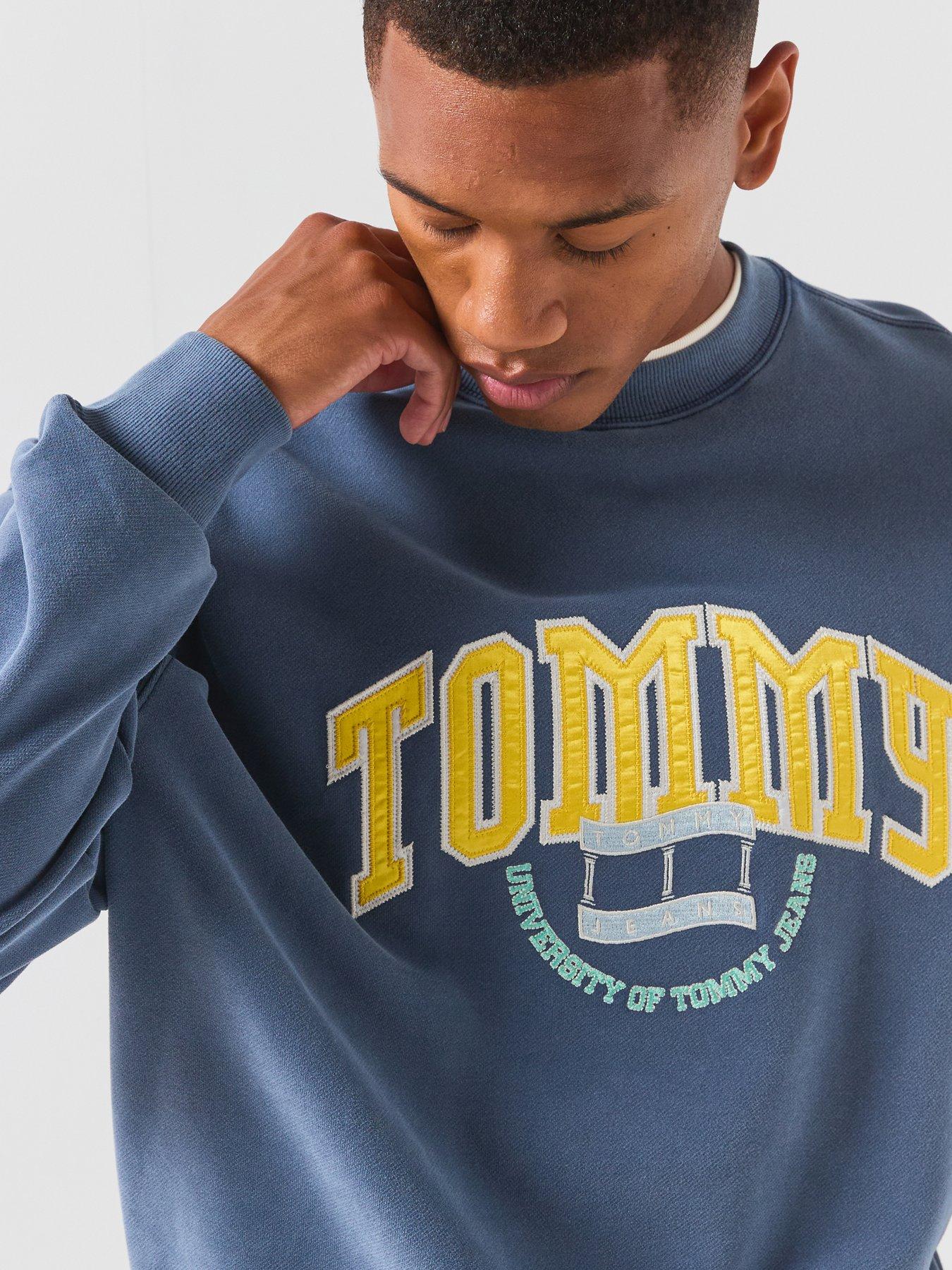 Image 6 of 6 of Tommy Jeans Varsity Logo Relaxed Terry Sweatshirt - Blue