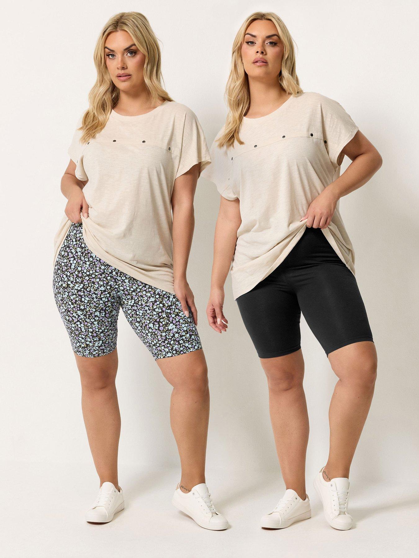 Yours Curve 2 Pack Printed Cycling Shorts - Black