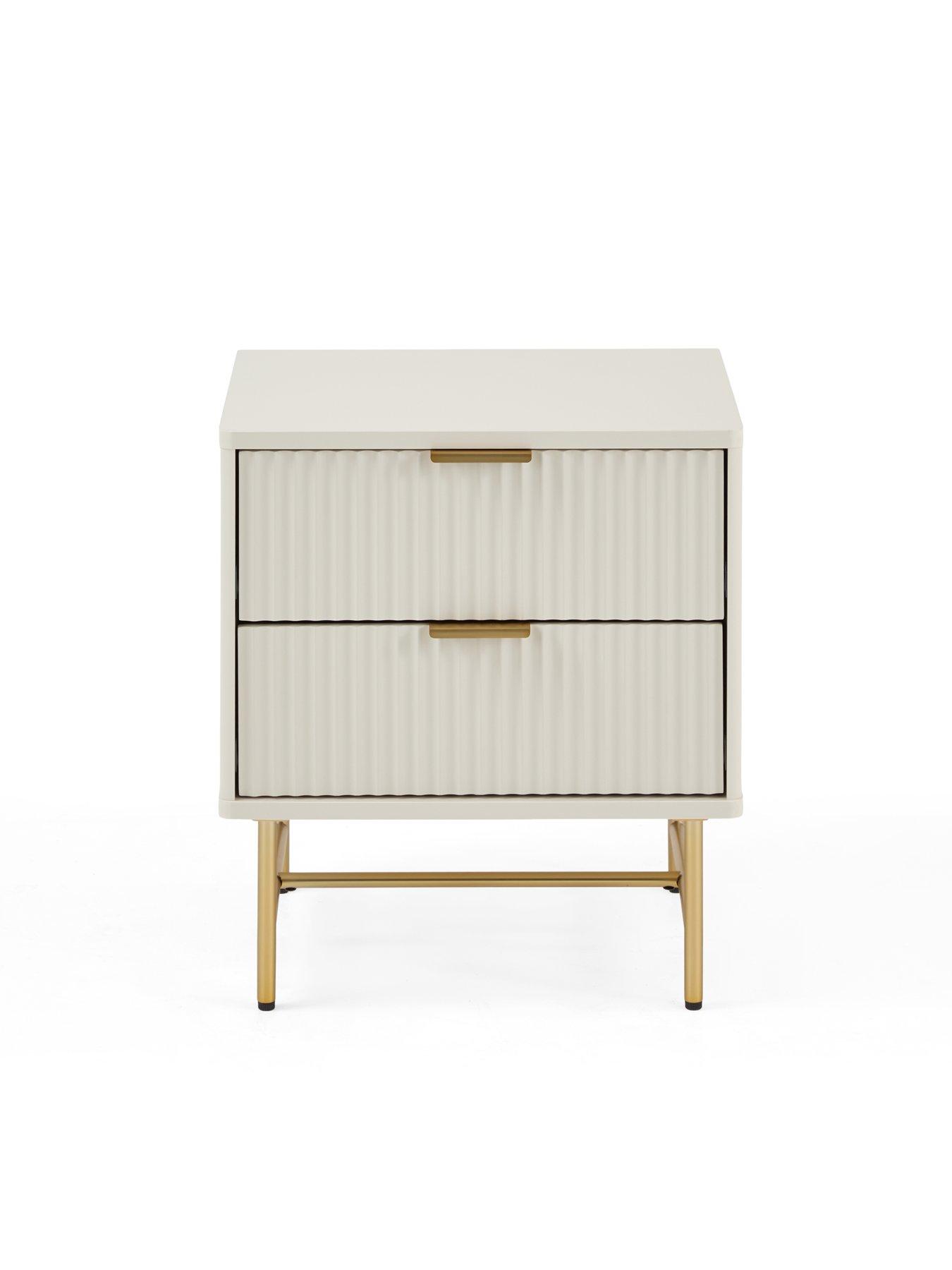 Image 6 of 7 of The Very Collection Cora 3 Piece Package - 5 Drawer Chest and Pair of 2 Drawer Bedside Chests - Ivory/Brass