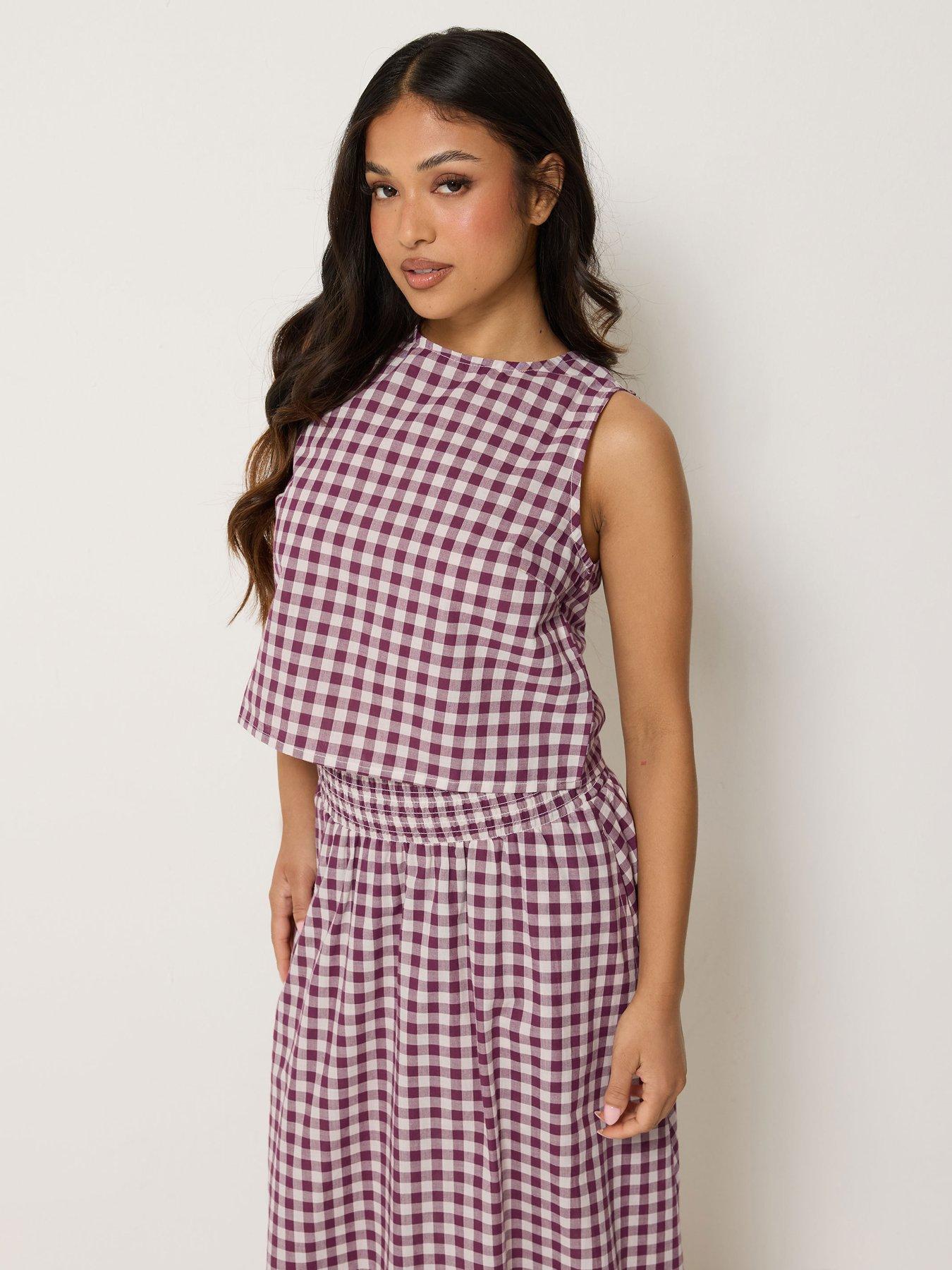 Image 1 of 4 of PixieGirl Petite Gingham Shell Top - Red