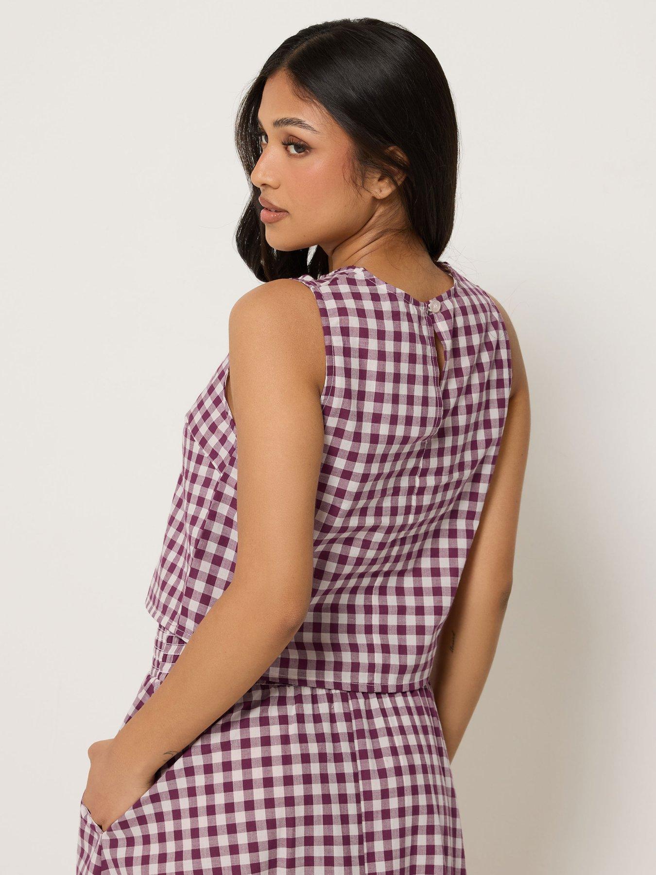 Image 2 of 4 of PixieGirl Petite Gingham Shell Top - Red
