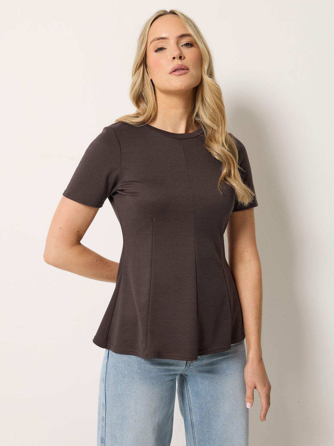 Long Tall Sally Peplum Top - Brown