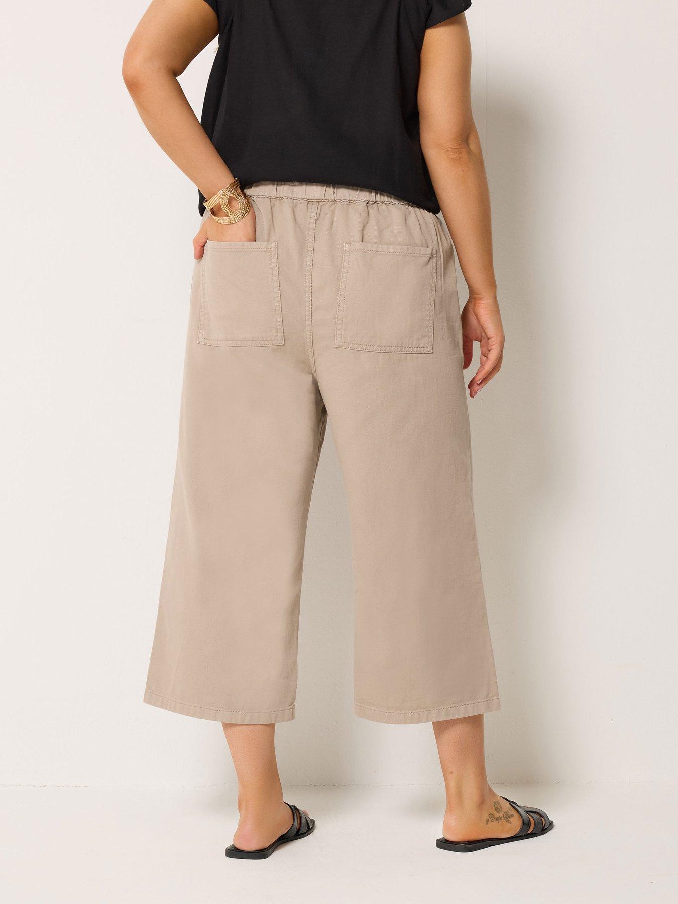 Image 2 of 4 of Yours Curve Pull On Crop Trousers