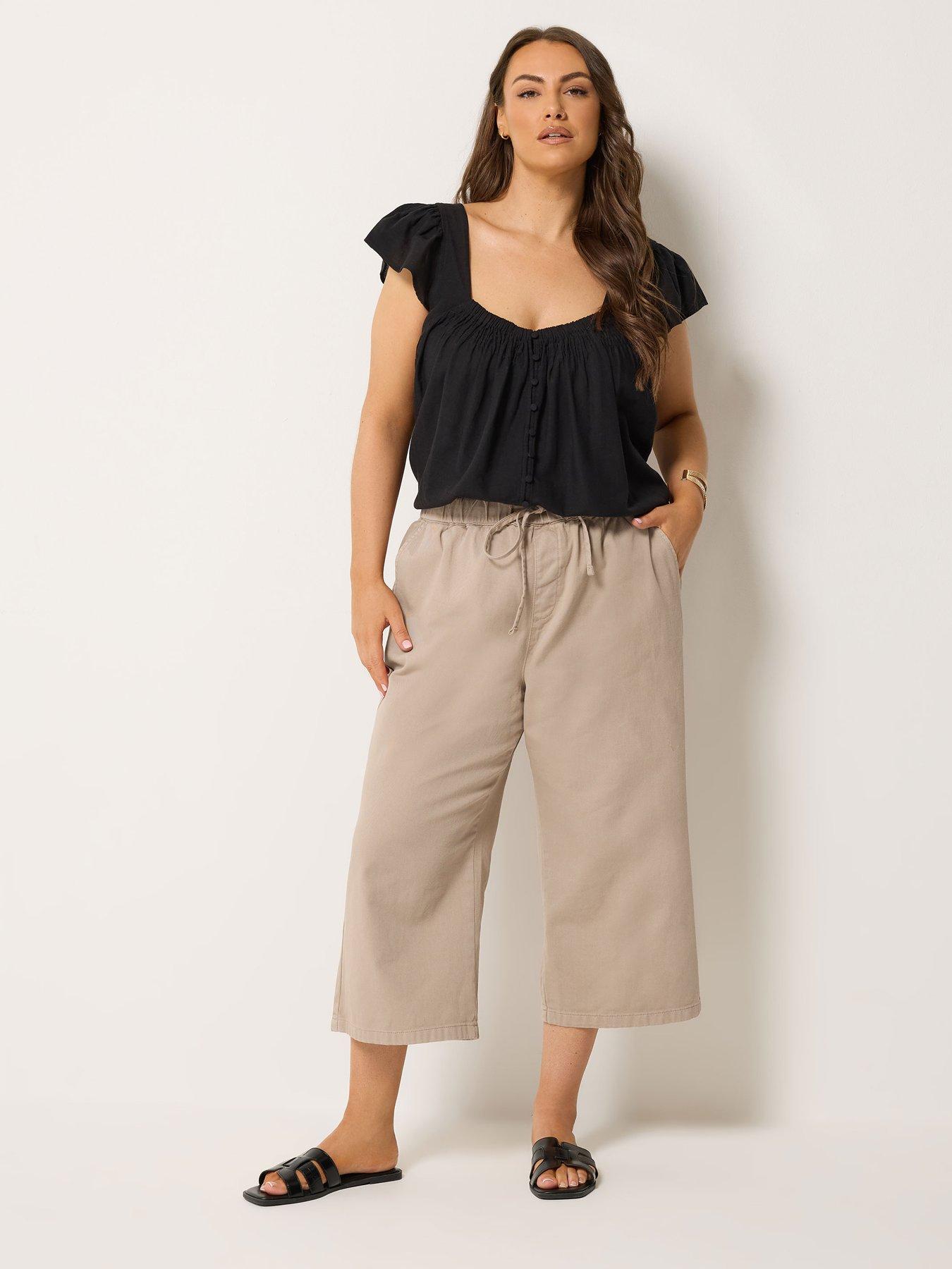 Image 3 of 4 of Yours Curve Pull On Crop Trousers