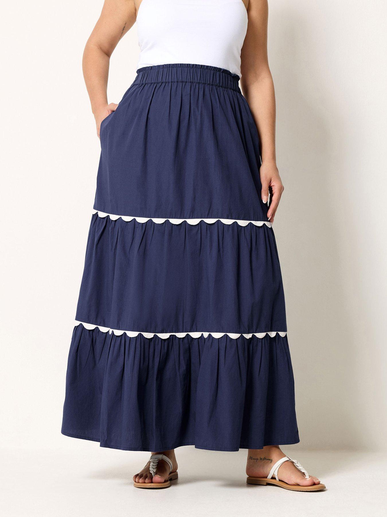 Yours Curve Ric Rac Trim Maxi Skirt