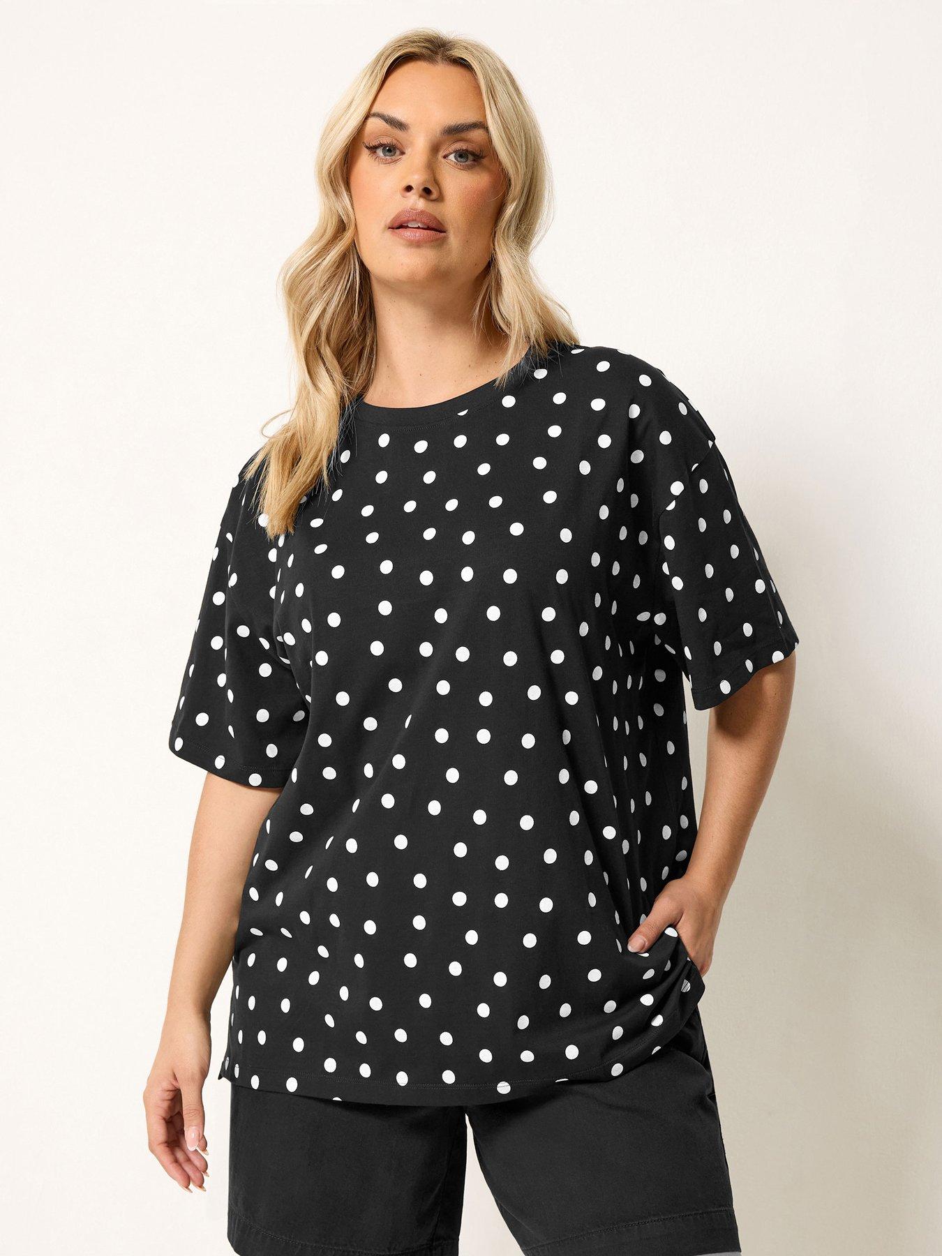 Yours Curve Printed Oversized T-Shirt - Black