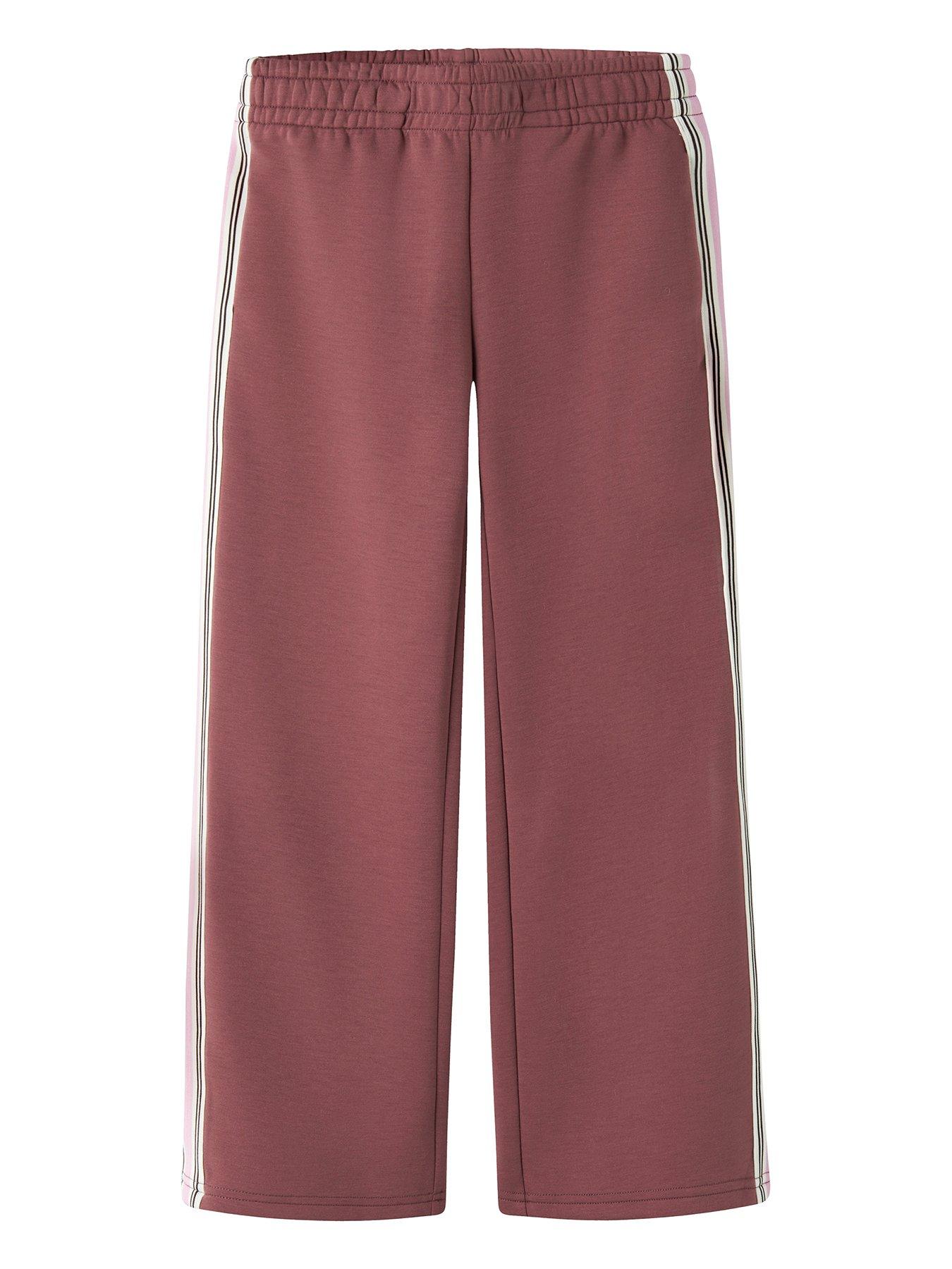 Name It Girls Side Stripe Wide Leg Sweat Pants - Pink