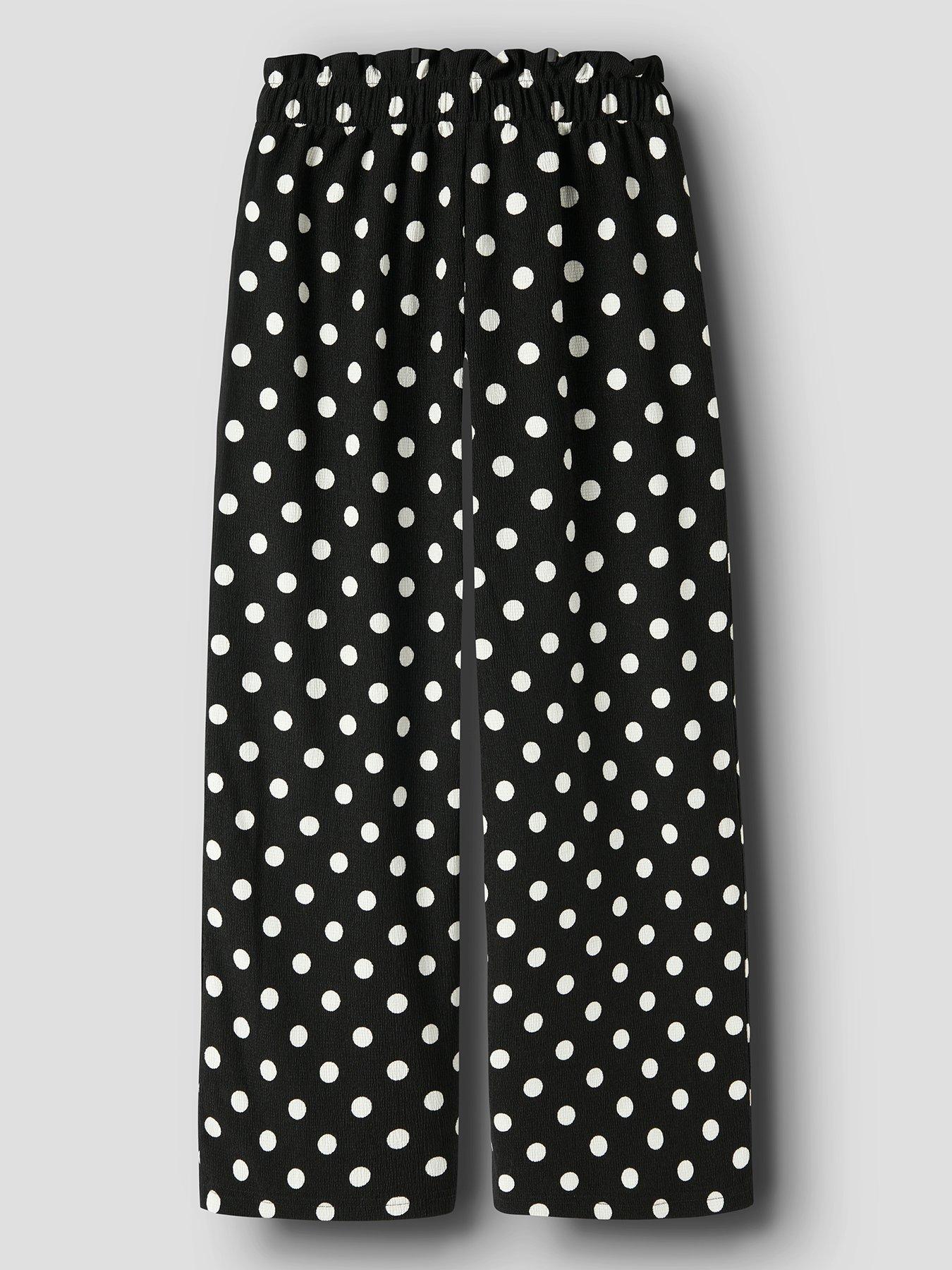 Image 3 of 4 of Name It Girls Spot Print Wide Leg Trousers - Black