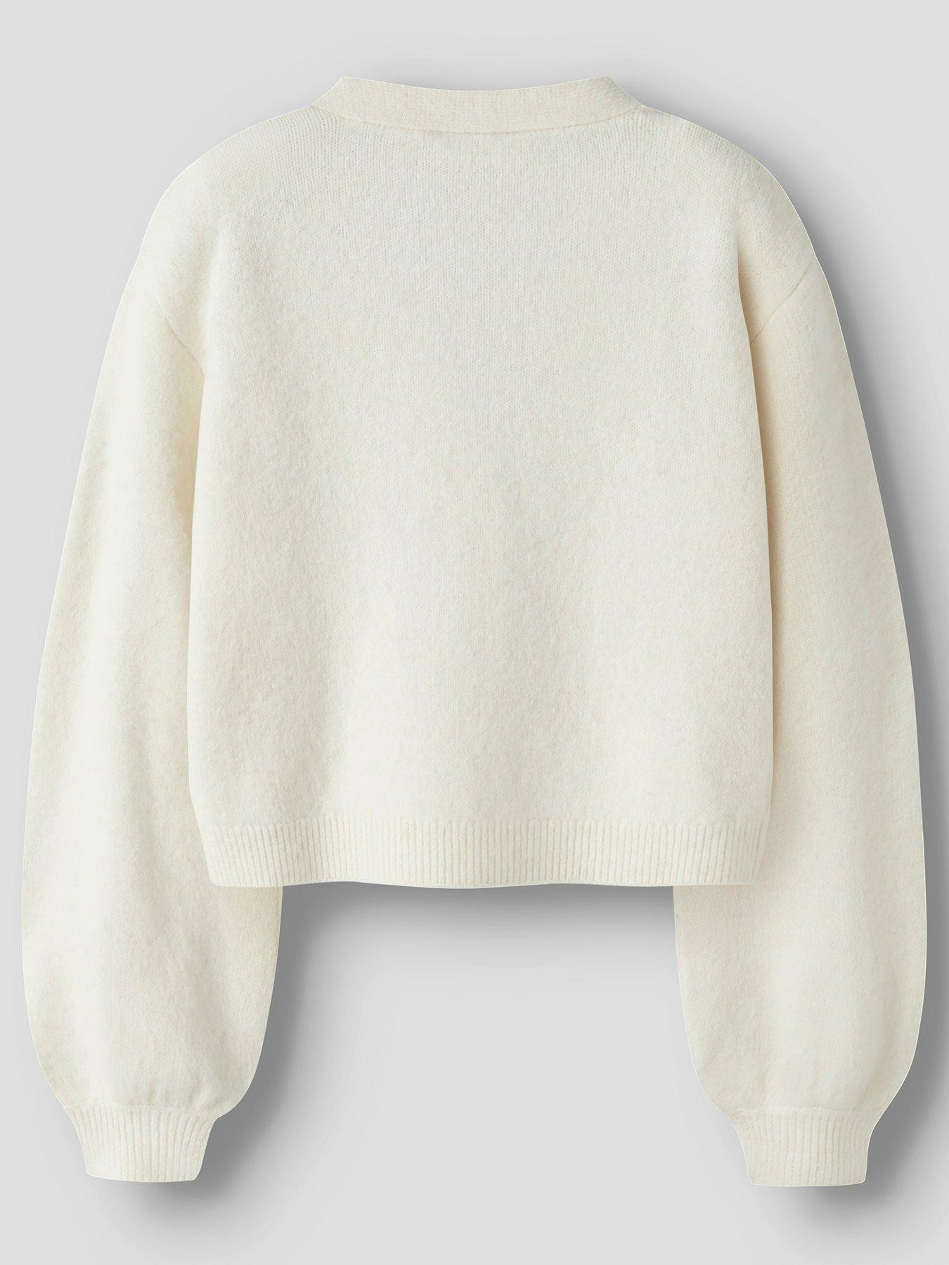 Image 3 of 4 of Name It Girls Bow Detail Cardigan - White