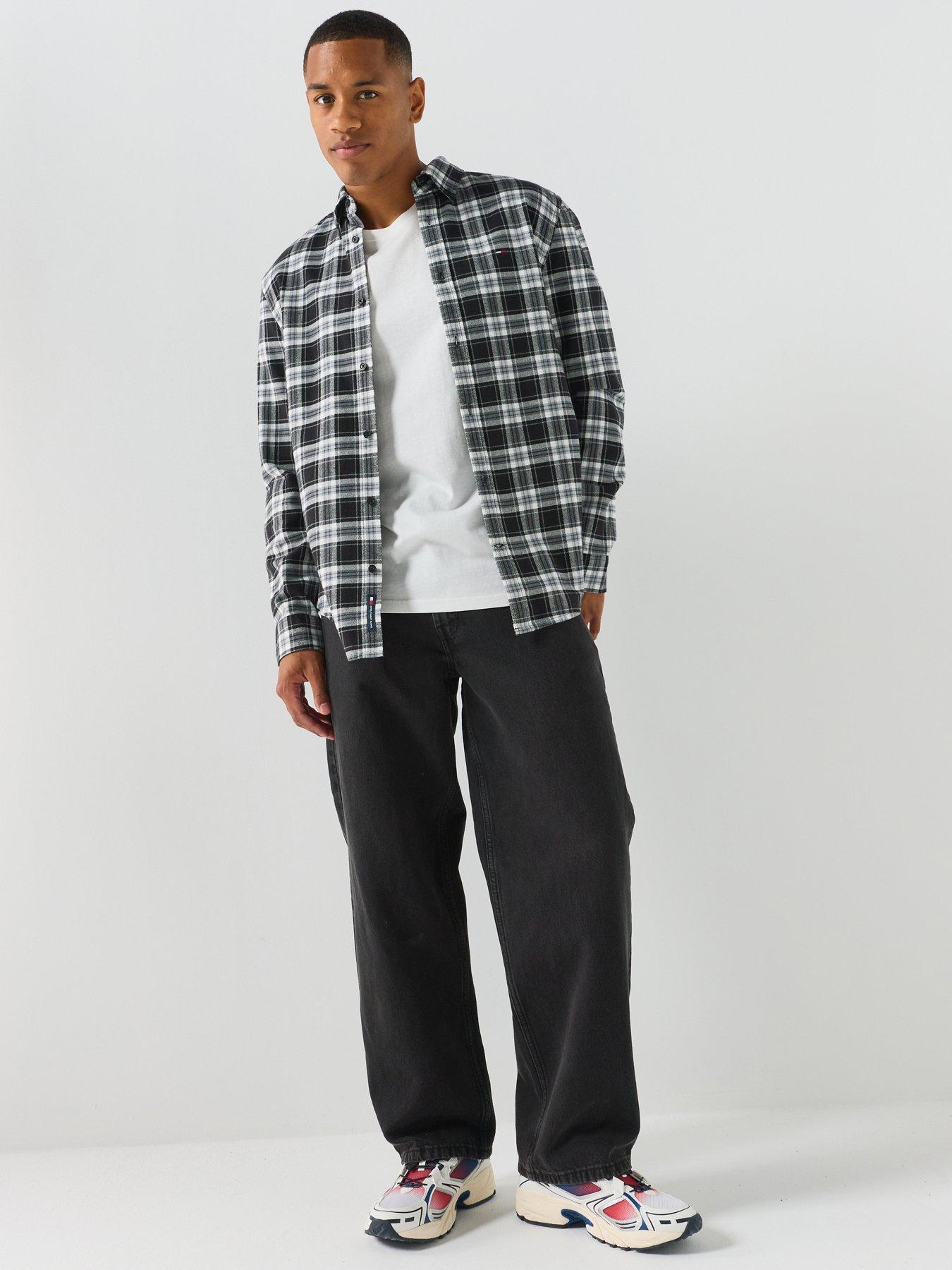 Image 3 of 6 of Tommy Jeans Regular Flannel Check Long Sleeve Shirt - Black