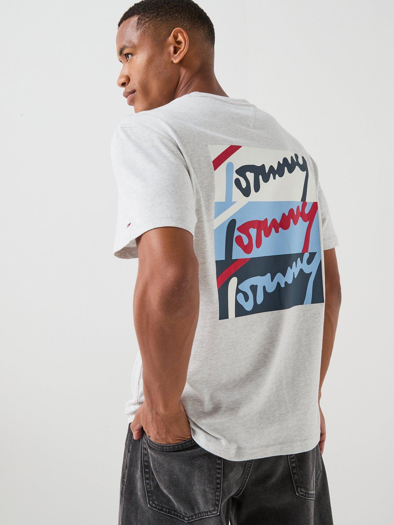Image 1 of 6 of Tommy Jeans Relaxed Signature Back Graphic T-Shirt - Grey