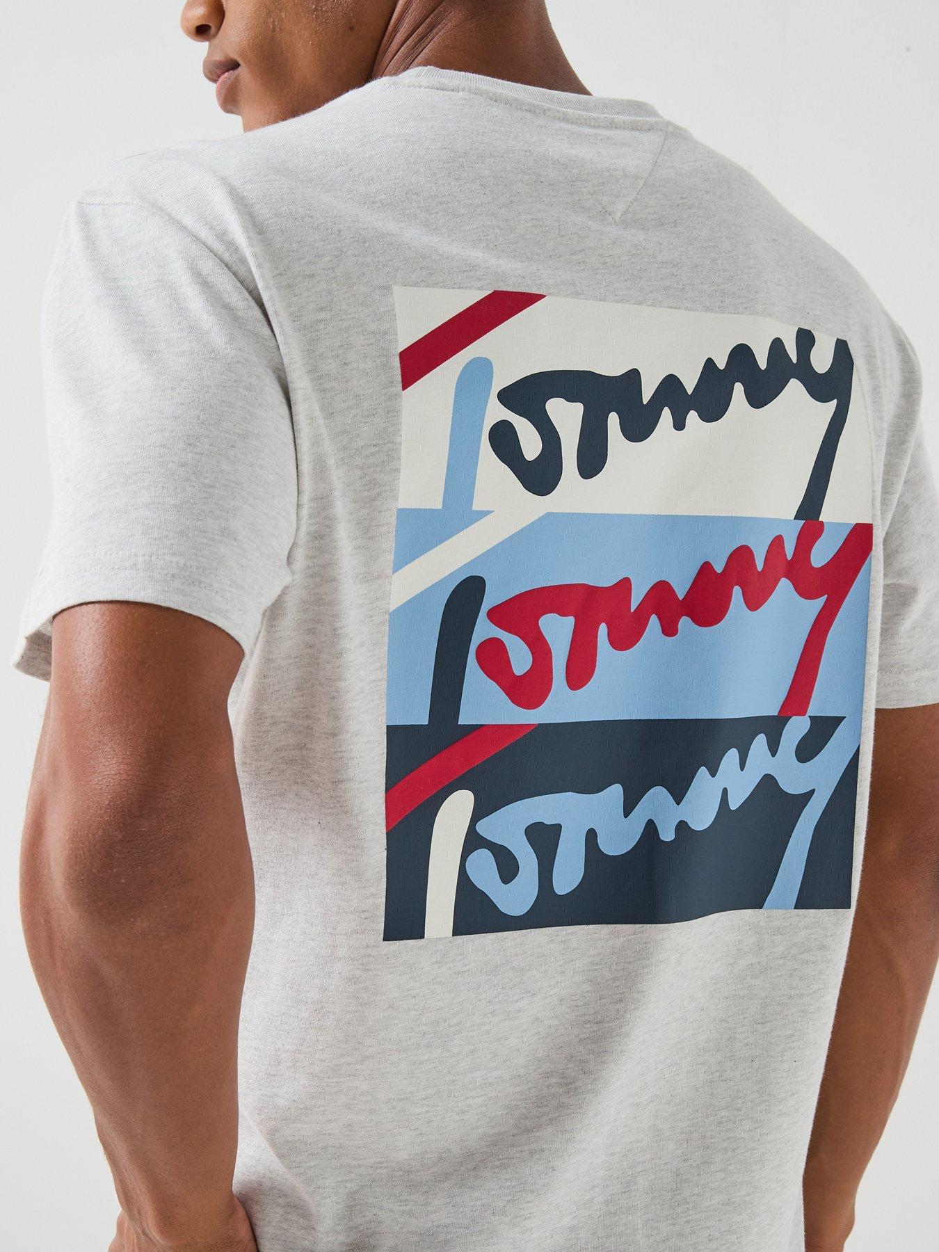 Image 4 of 6 of Tommy Jeans Relaxed Signature Back Graphic T-Shirt - Grey