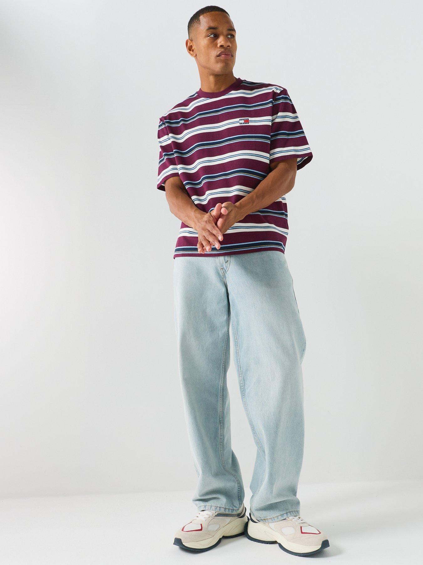 Image 3 of 6 of Tommy Jeans 90s Stripe Short Sleeve T-Shirt - Purple