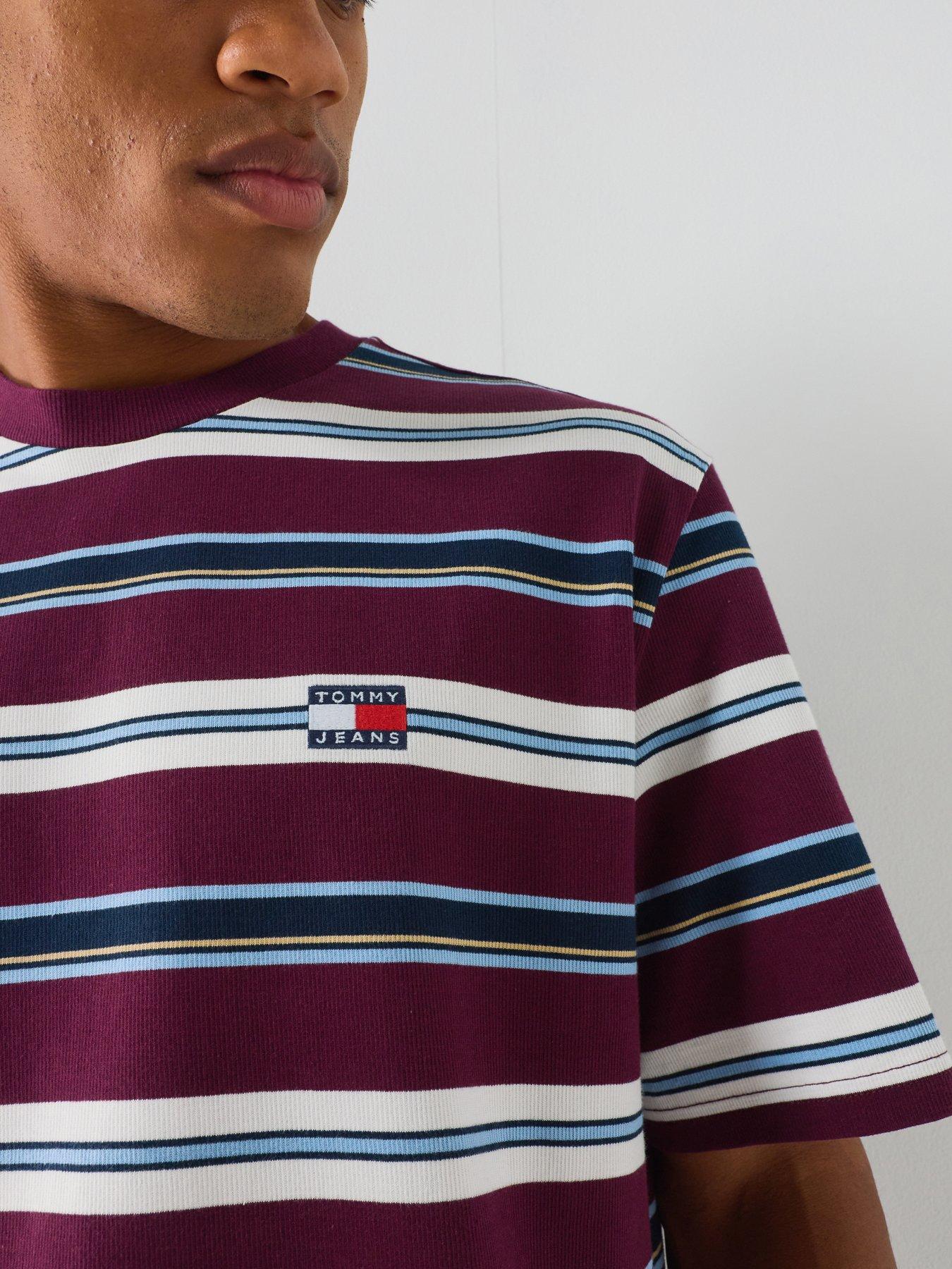 Image 4 of 6 of Tommy Jeans 90s Stripe Short Sleeve T-Shirt - Purple