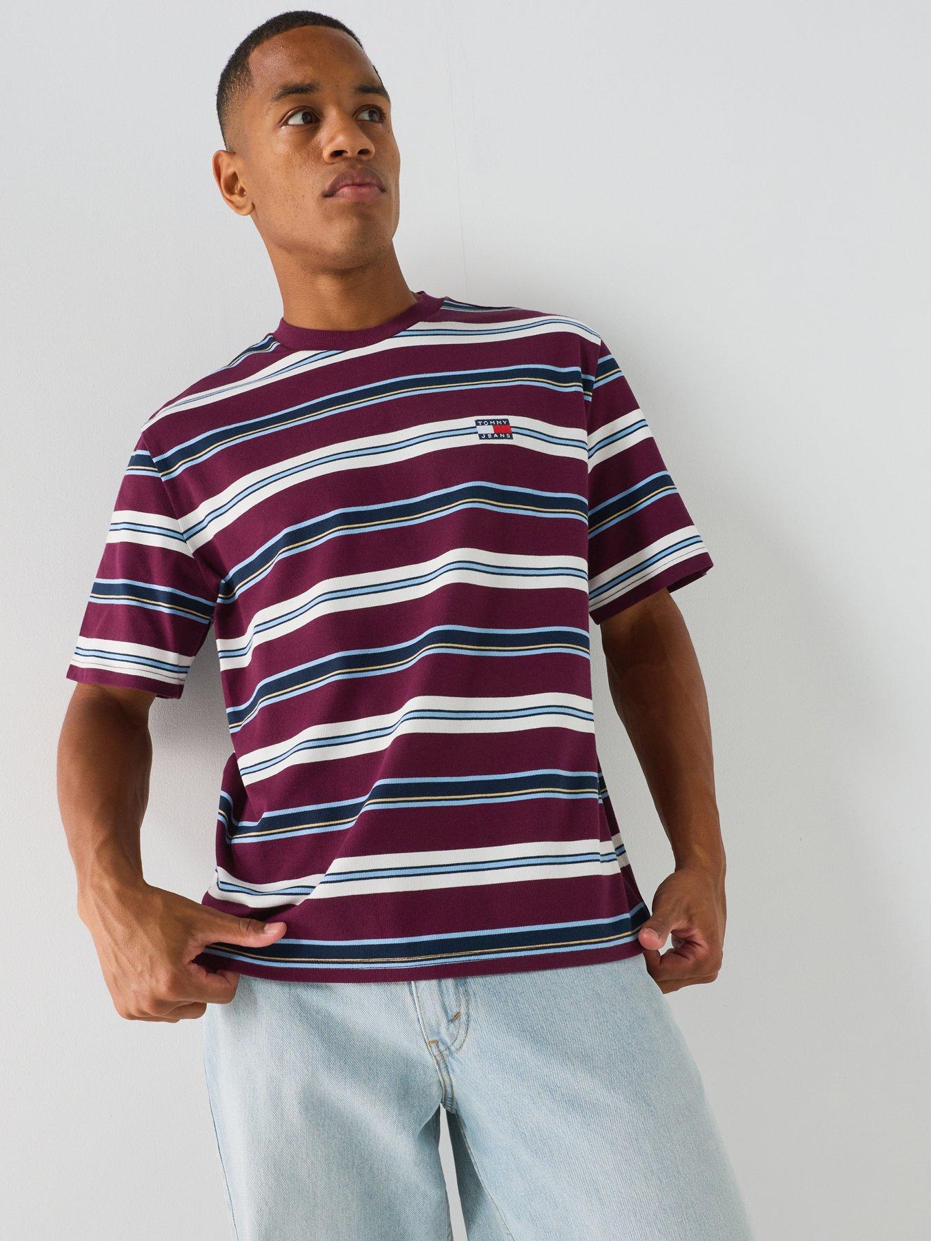 Image 5 of 6 of Tommy Jeans 90s Stripe Short Sleeve T-Shirt - Purple