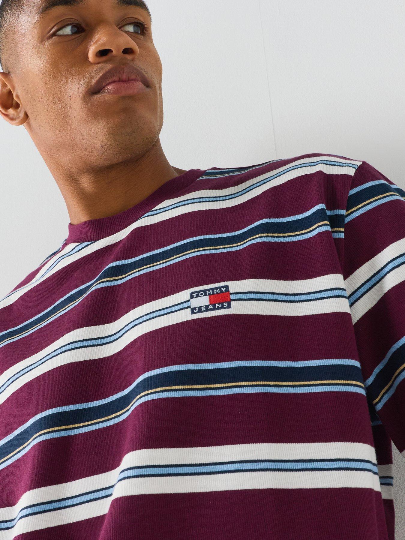 Image 6 of 6 of Tommy Jeans 90s Stripe Short Sleeve T-Shirt - Purple