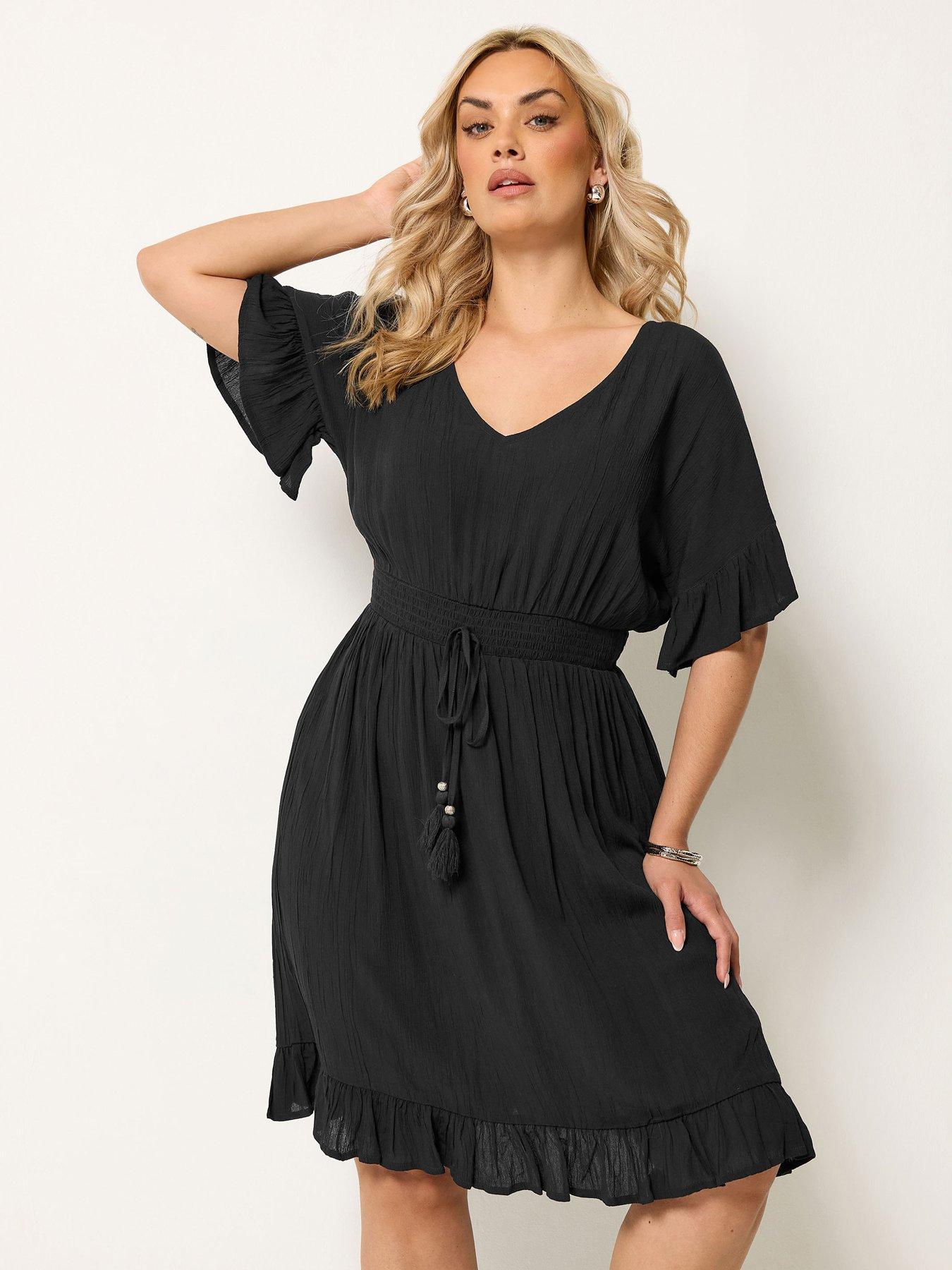 Yours Curve Mini Crinkle Beach Cover Up - Black