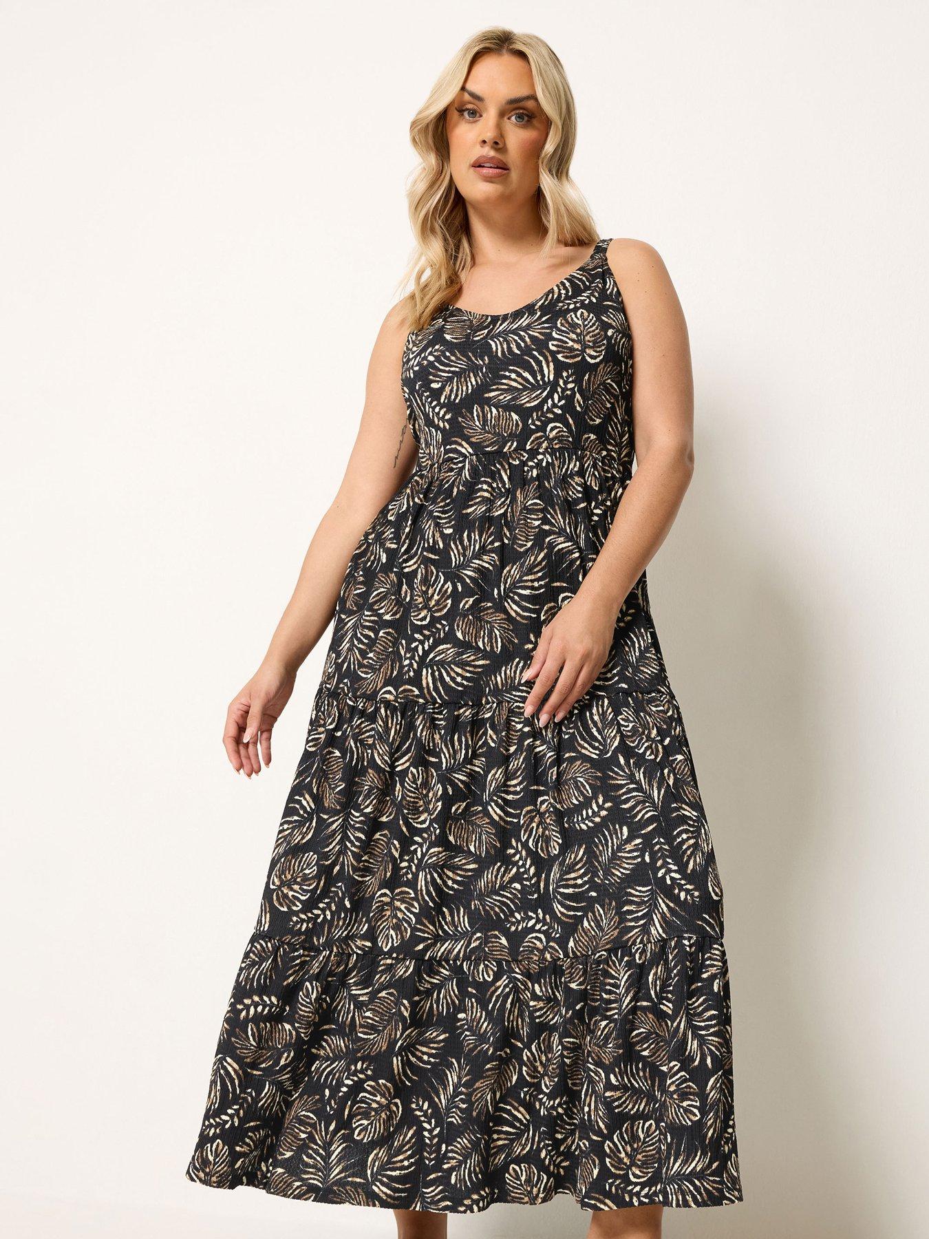 Yours Curve Strappy Tiered Midaxi Dress - Black