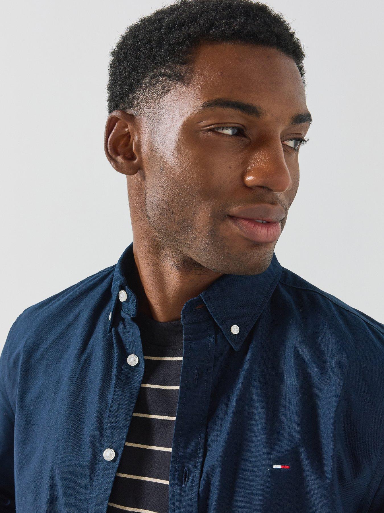 Image 6 of 6 of Tommy Jeans Mens Oxford Button-Down Long Sleeve Shirt - Navy